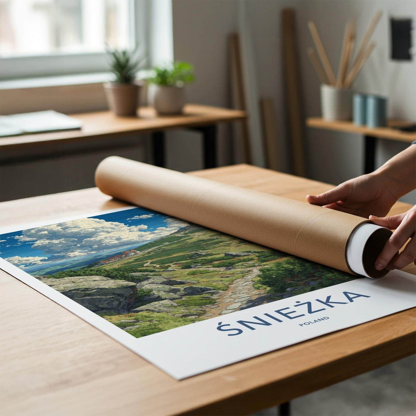 Sniezka Poster - Poland Travel Art - Mountain Peak Trail Home Decor