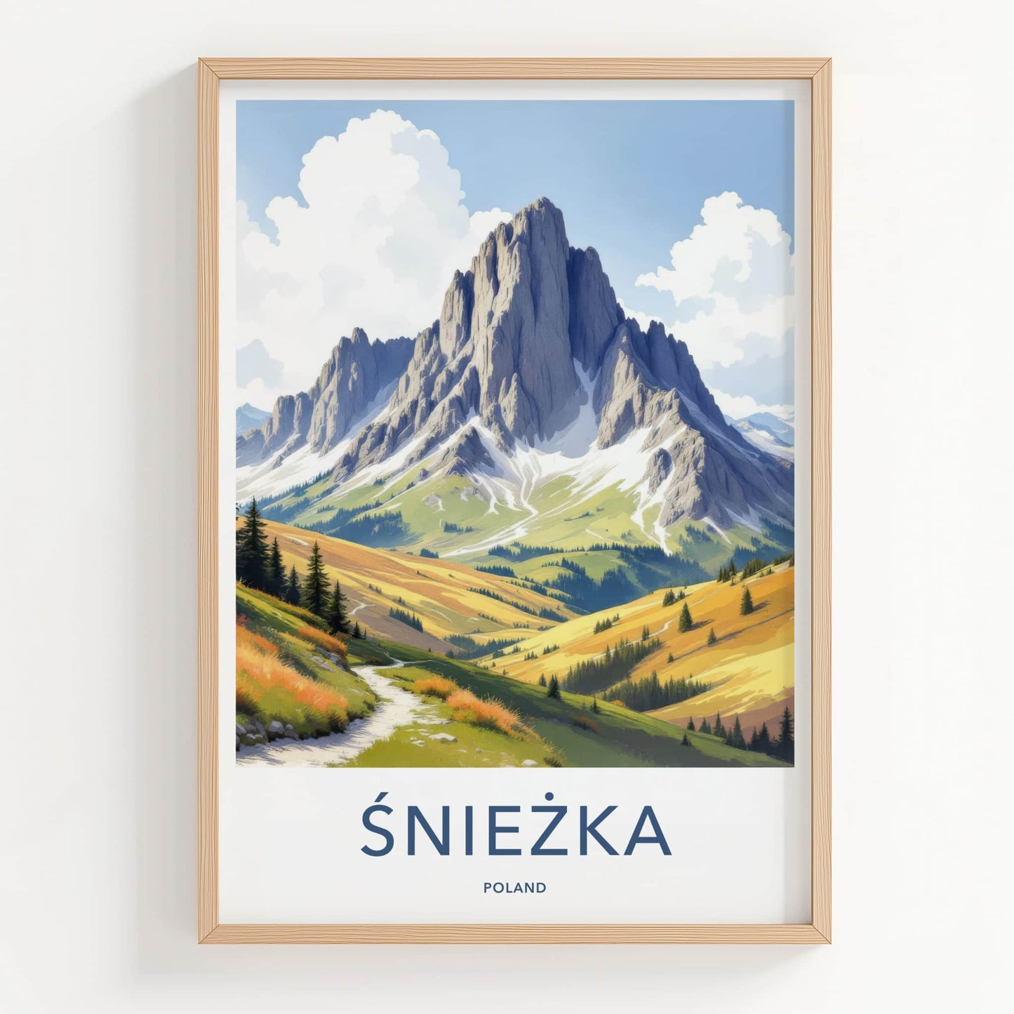 Sniezka Poster - Poland Travel Art - Mountain Valley Path Home Decor