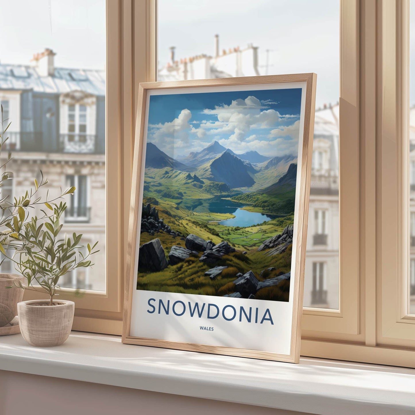 Snowdonia Poster - Wales Travel Art - Mountain Lake Valley Home Decor