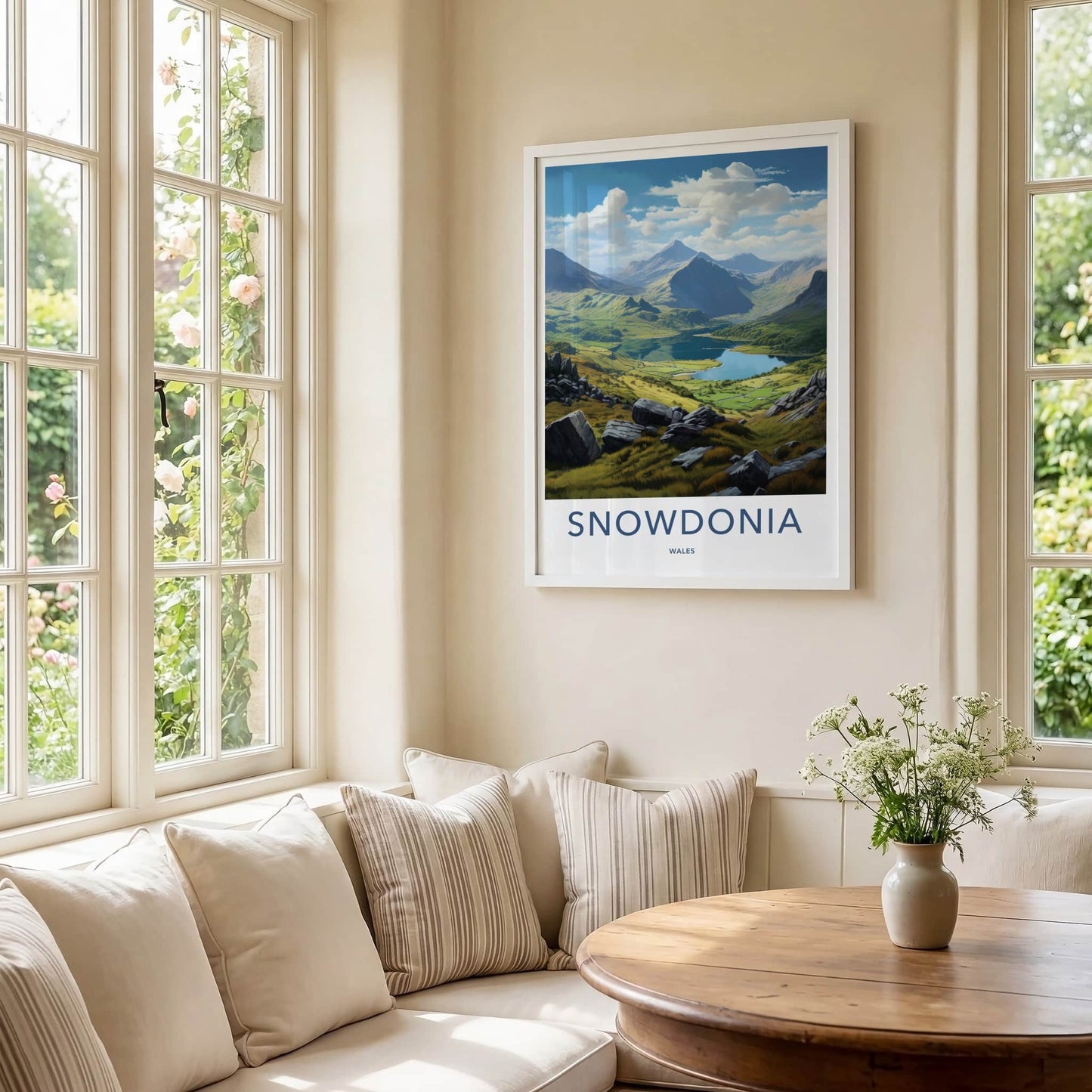 Snowdonia Poster - Wales Travel Art - Mountain Lake Valley Home Decor