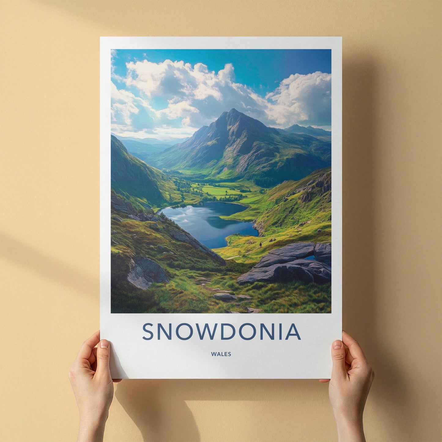 Snowdonia Poster - Wales Travel Art - Serene Mountain Lake Home Decor