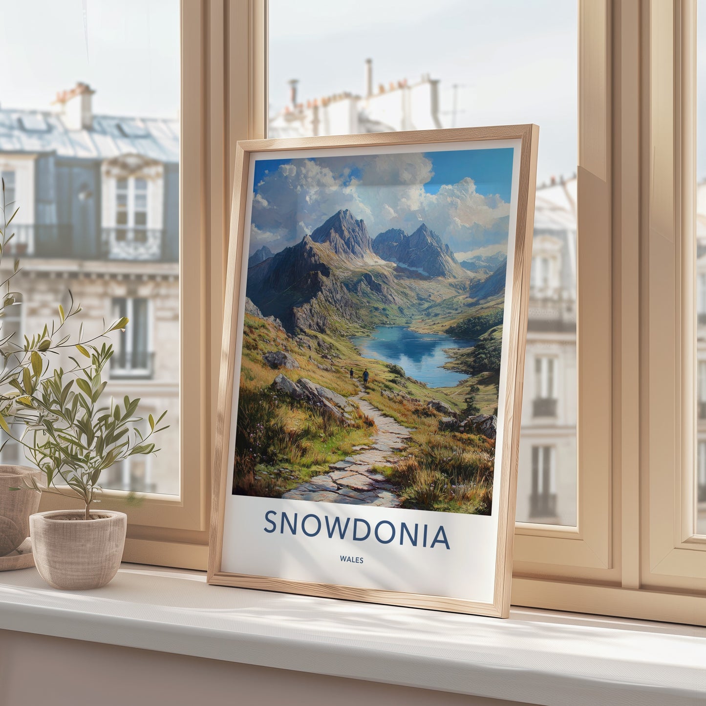 Snowdonia Poster - Wales Travel Print - Mountain Lake Path Home Decor