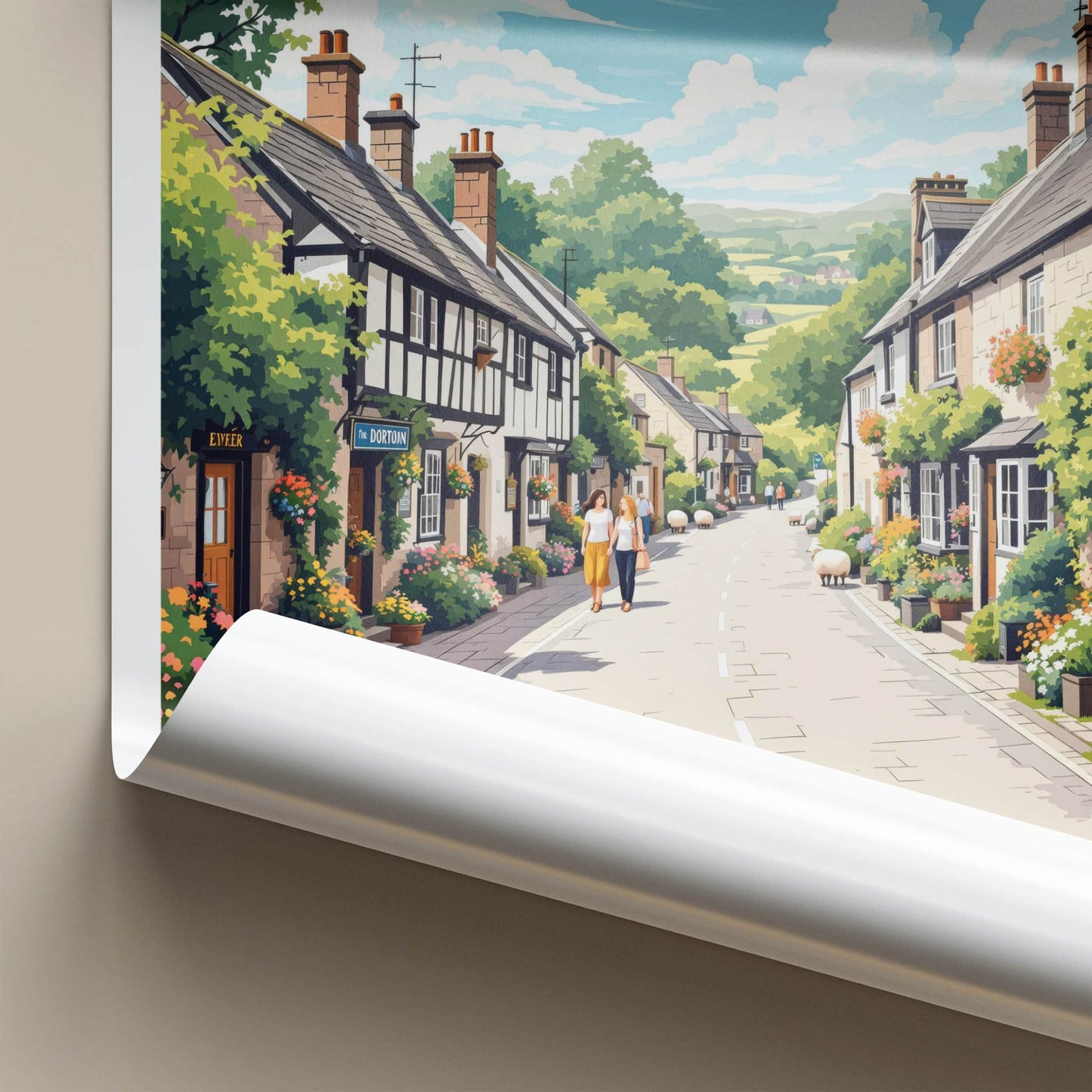 Snowshill Poster - England Travel Art - Charming Village Street Wall Decor