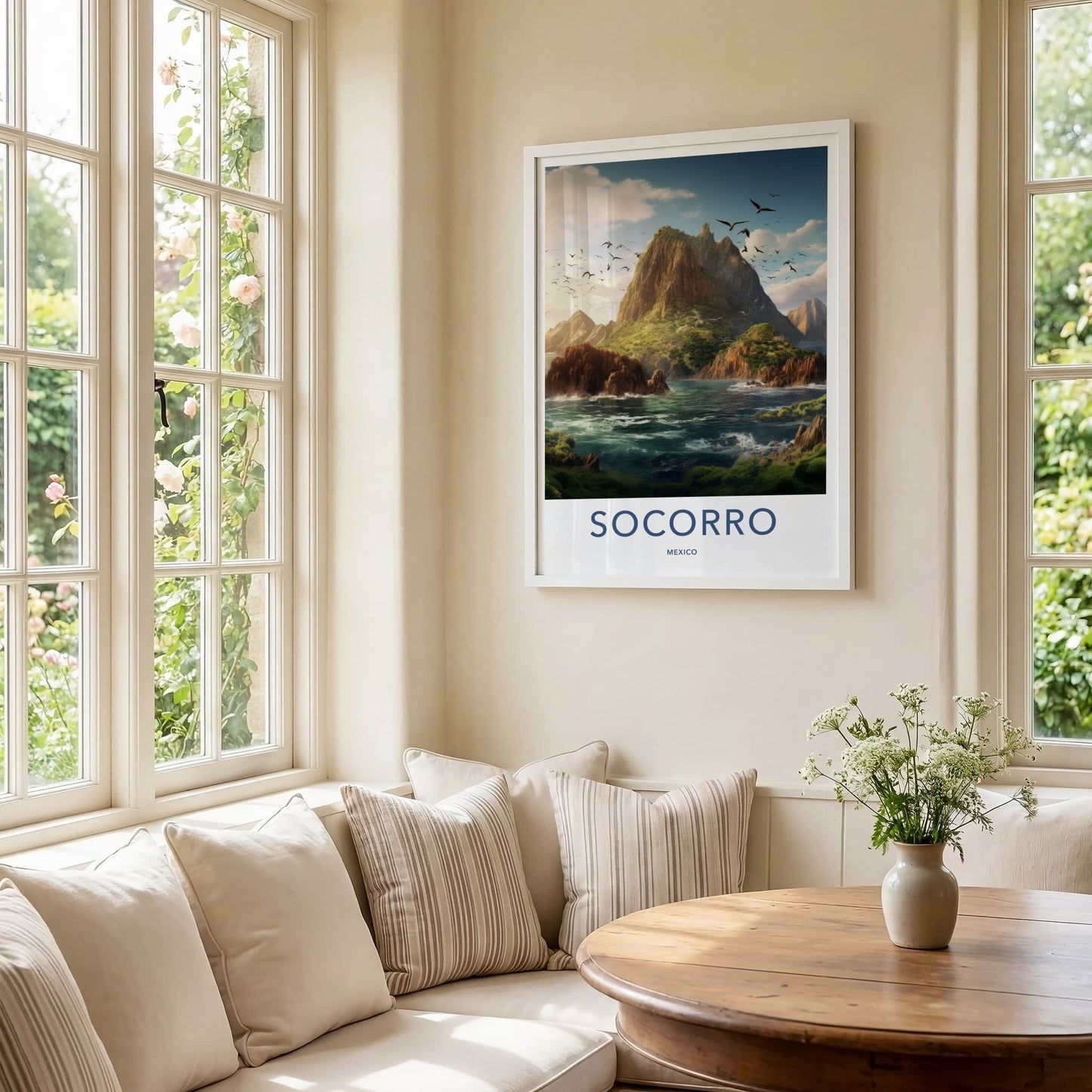 Socorro Poster - Mexico Wall Art - Flying Birds Ocean Home Decor