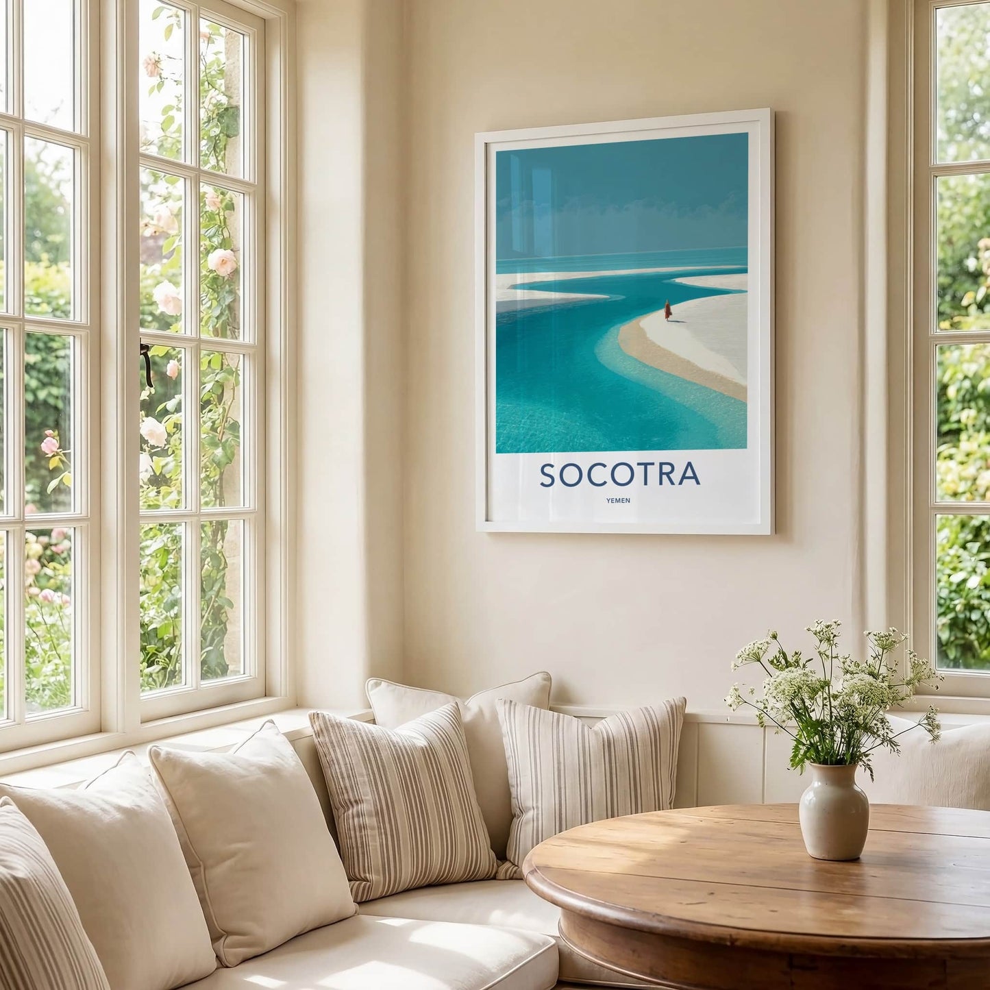 Socotra Poster - Yemen Travel Art - Lone Figure Beach Home Decor
