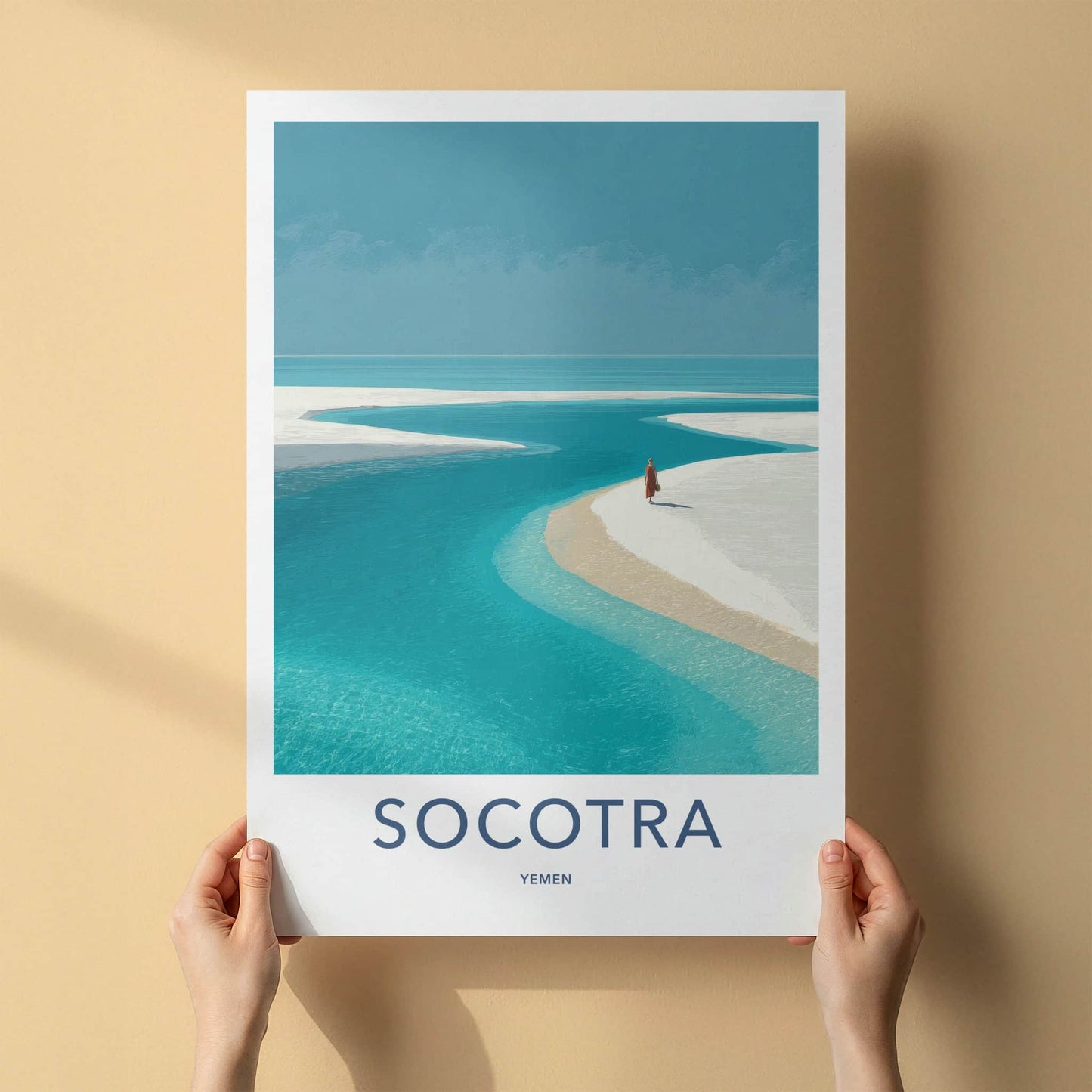 Socotra Poster - Yemen Travel Art - Lone Figure Beach Home Decor