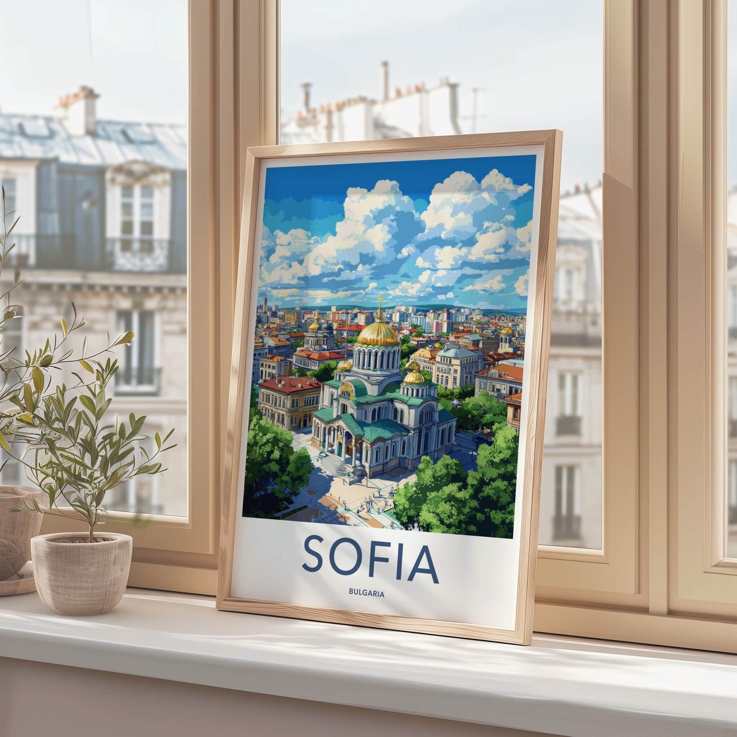 Sofia Poster - Bulgaria Art Print - Golden Domed Cathedral Wall Decor