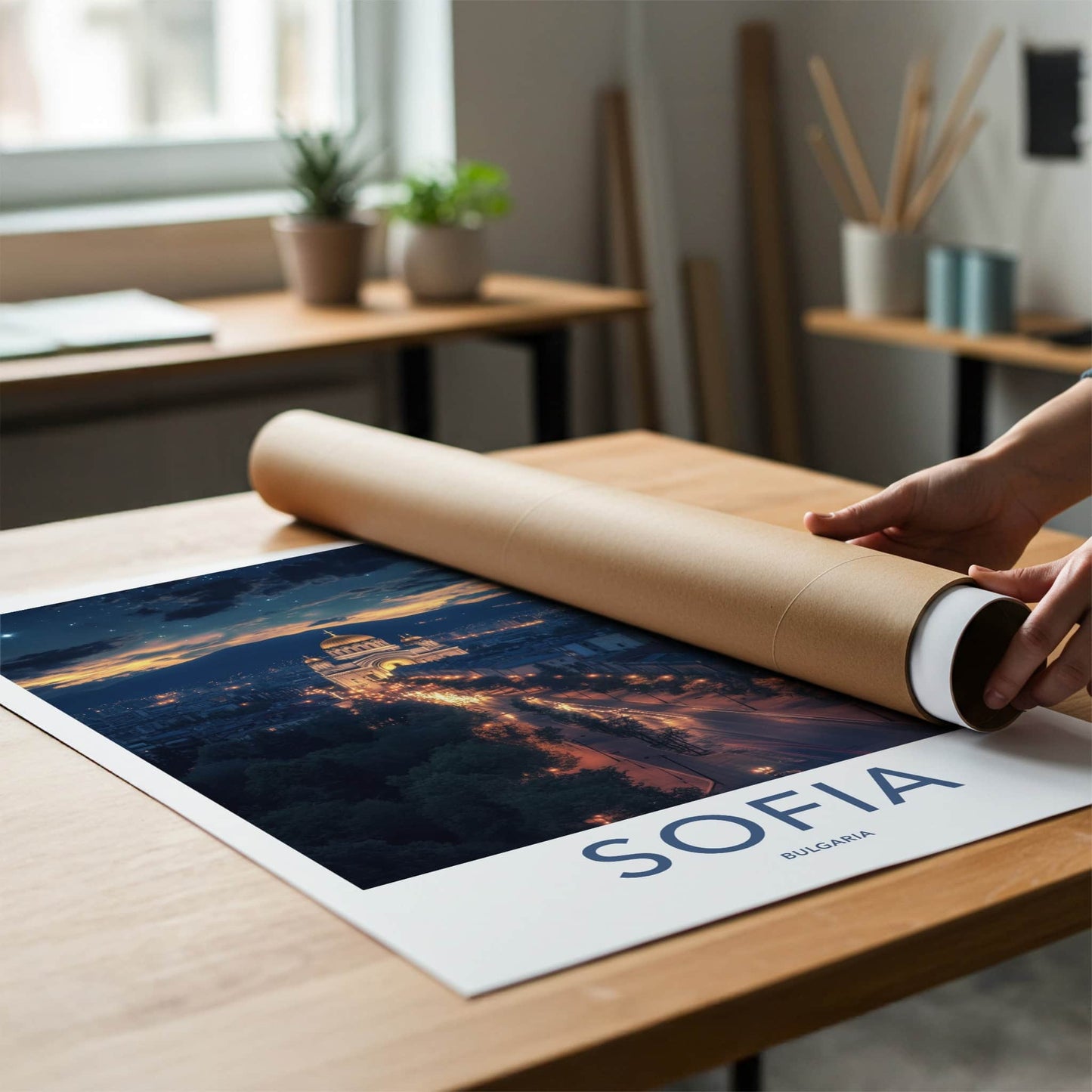 Sofia Poster - Bulgaria Travel Art - Cathedral Evening Glow Home Decor