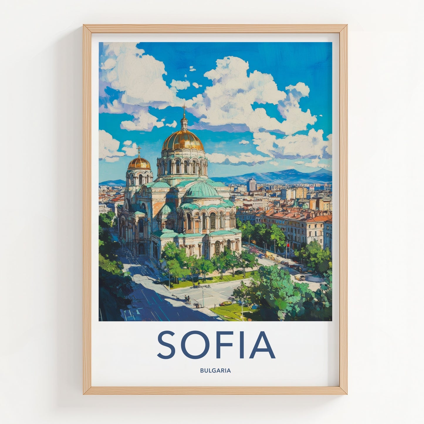 Sofia Poster - Bulgaria Travel Art - Golden Domed Cathedral Home Decor