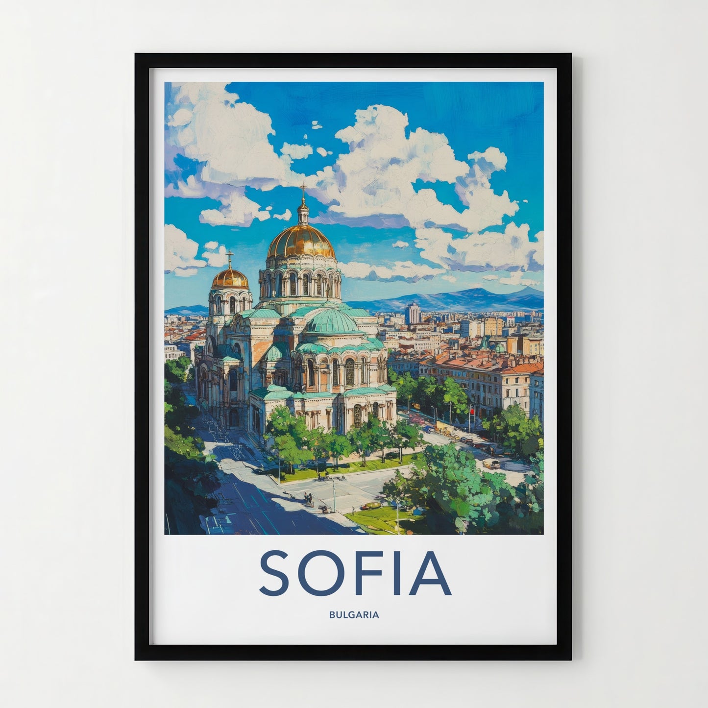 Sofia Poster - Bulgaria Travel Art - Golden Domed Cathedral Home Decor
