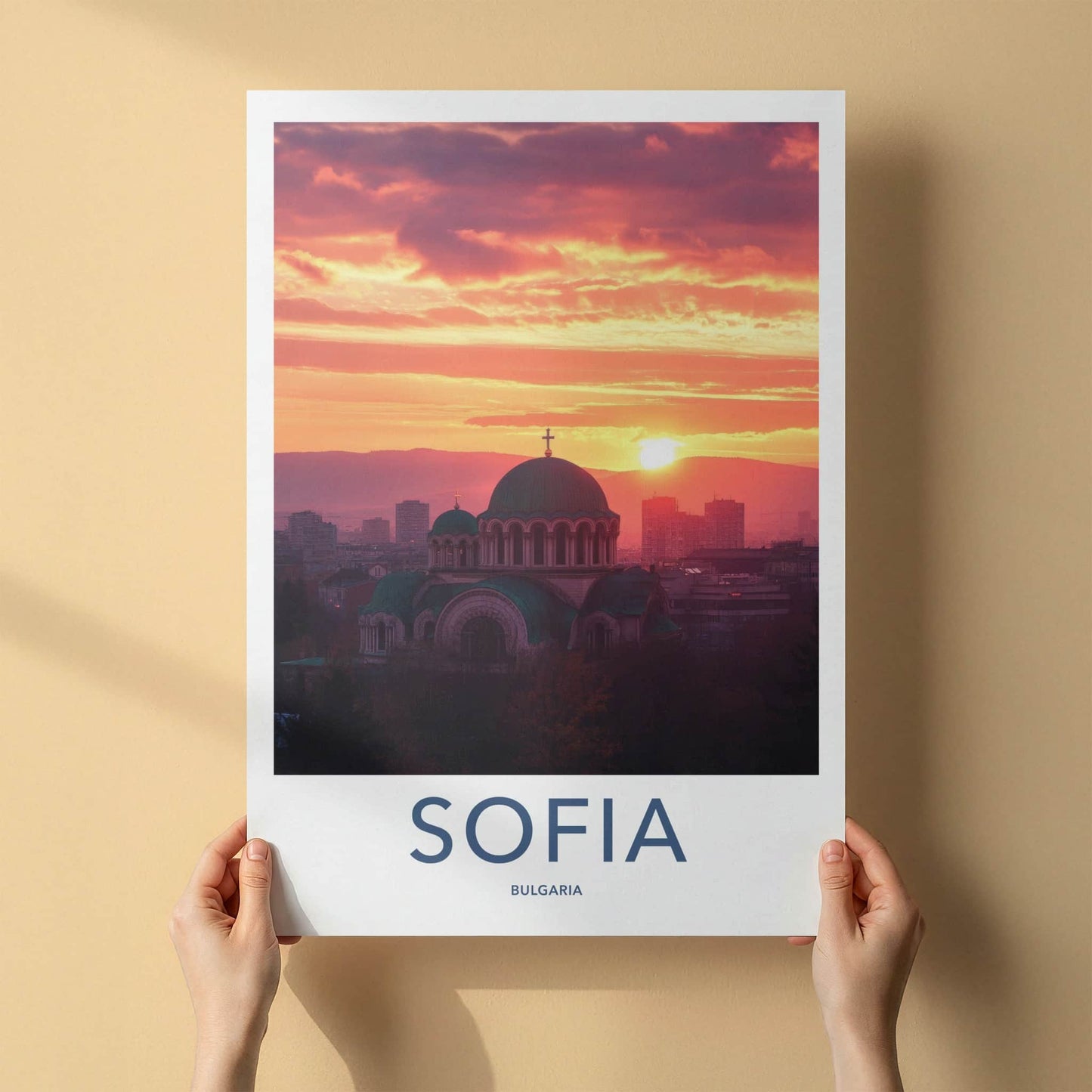 Sofia Poster - Bulgaria Travel Art - Historic Cathedral Sunset Home Decor