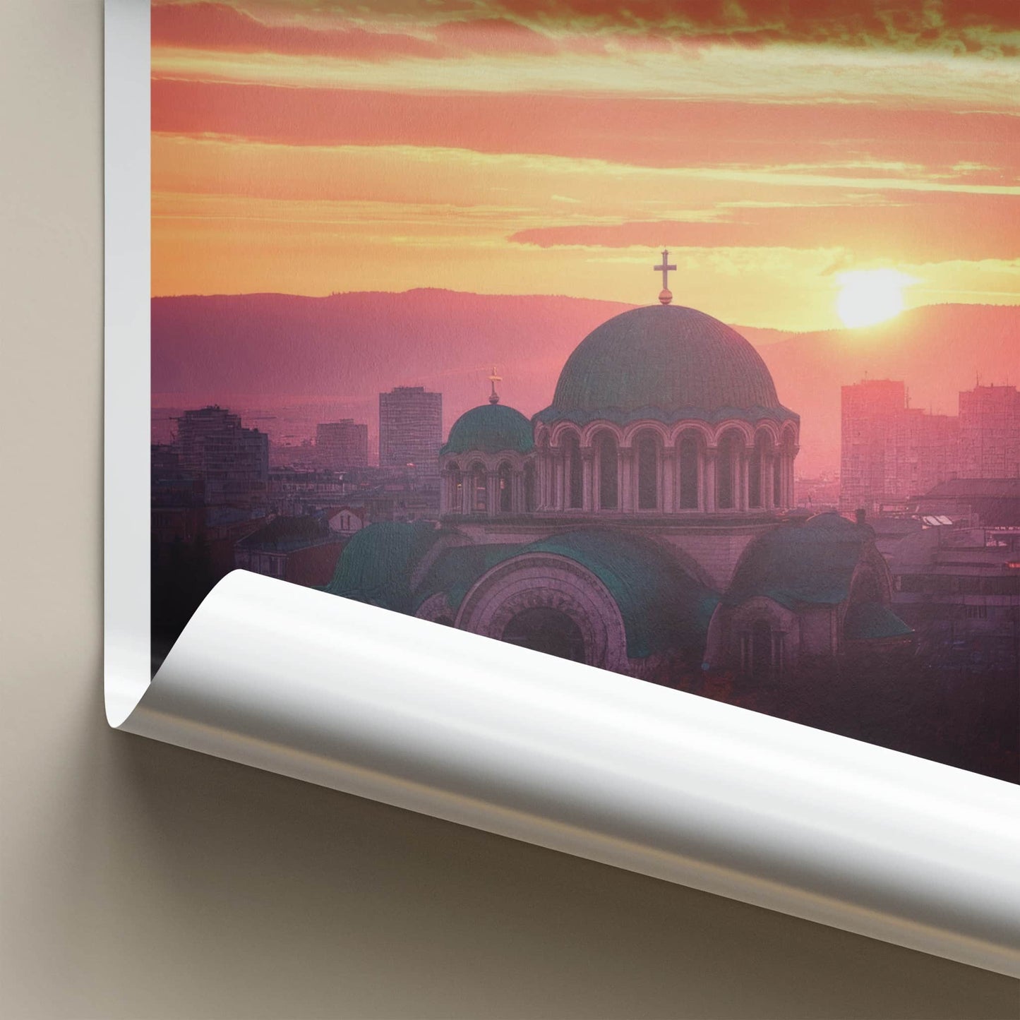 Sofia Poster - Bulgaria Travel Art - Historic Cathedral Sunset Home Decor
