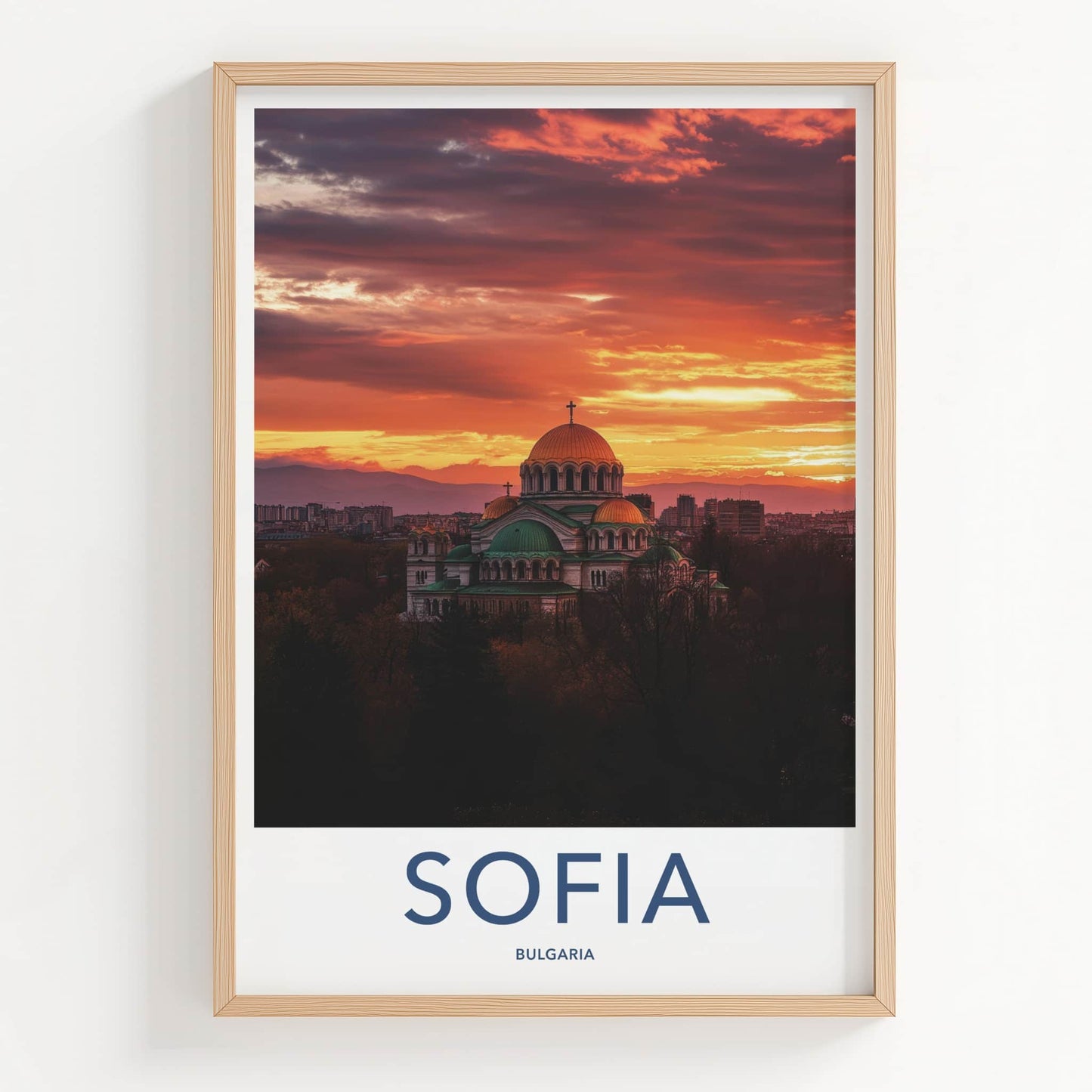 Sofia Poster - Bulgaria Travel Art - Nevsky Cathedral Sunset Wall Decor