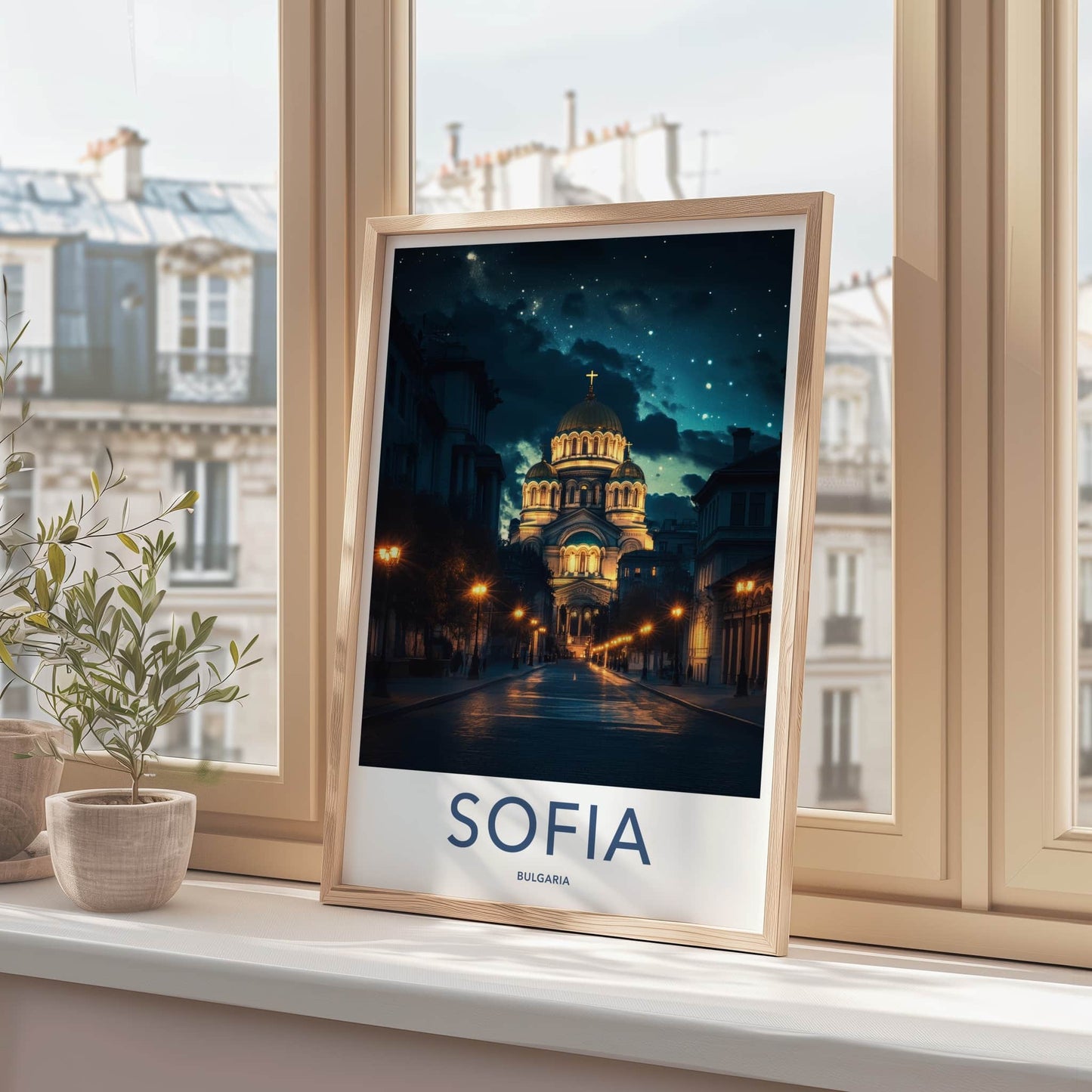 Sofia Poster - Bulgaria Wall Art - Starry Cathedral Street Home Decor