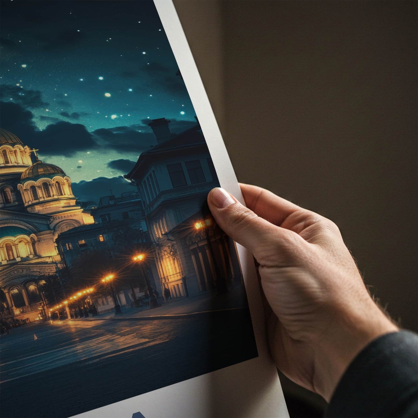 Sofia Poster - Bulgaria Wall Art - Starry Cathedral Street Home Decor