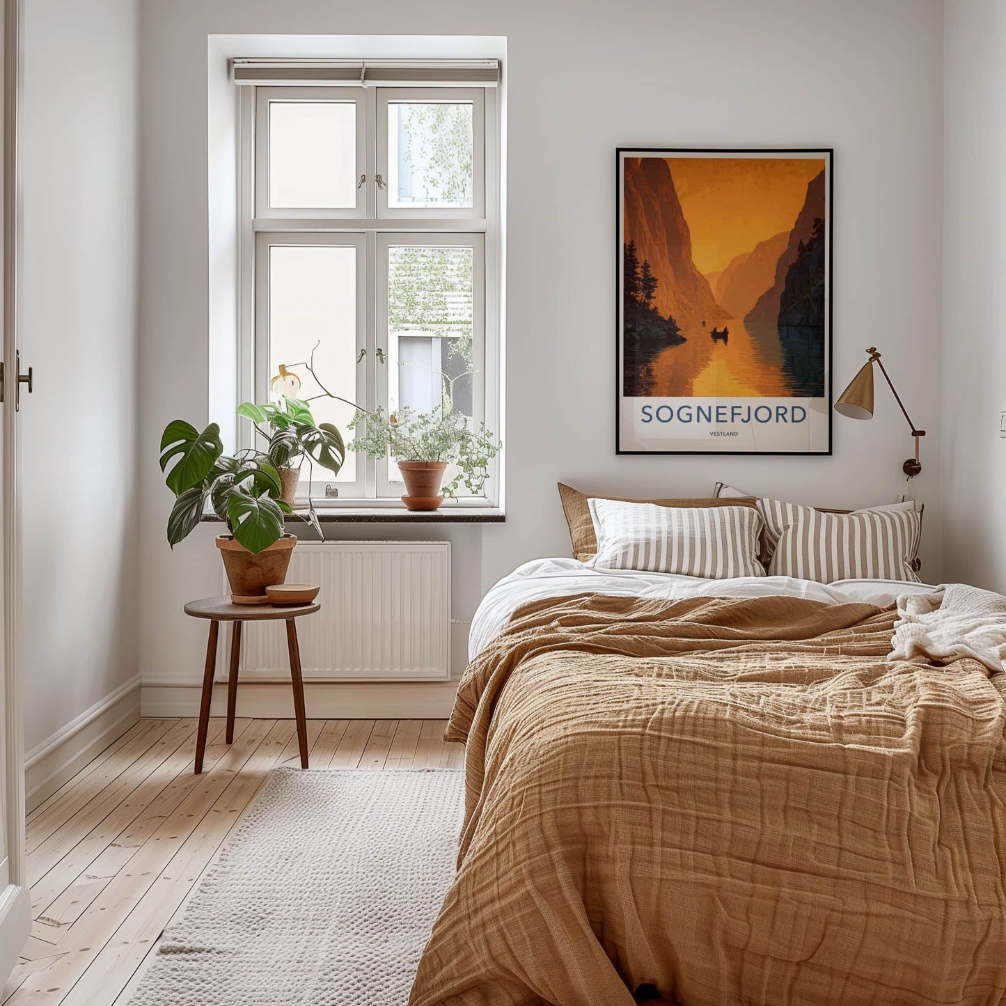Sognefjord Poster - Norway Travel Art - Golden Fjord Cliffs Wall Decor