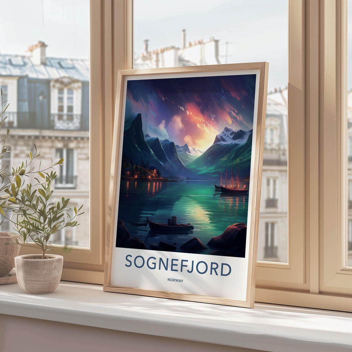 Sognefjord Poster - Norway Wall Art With Mountain Scenery & Coastal
