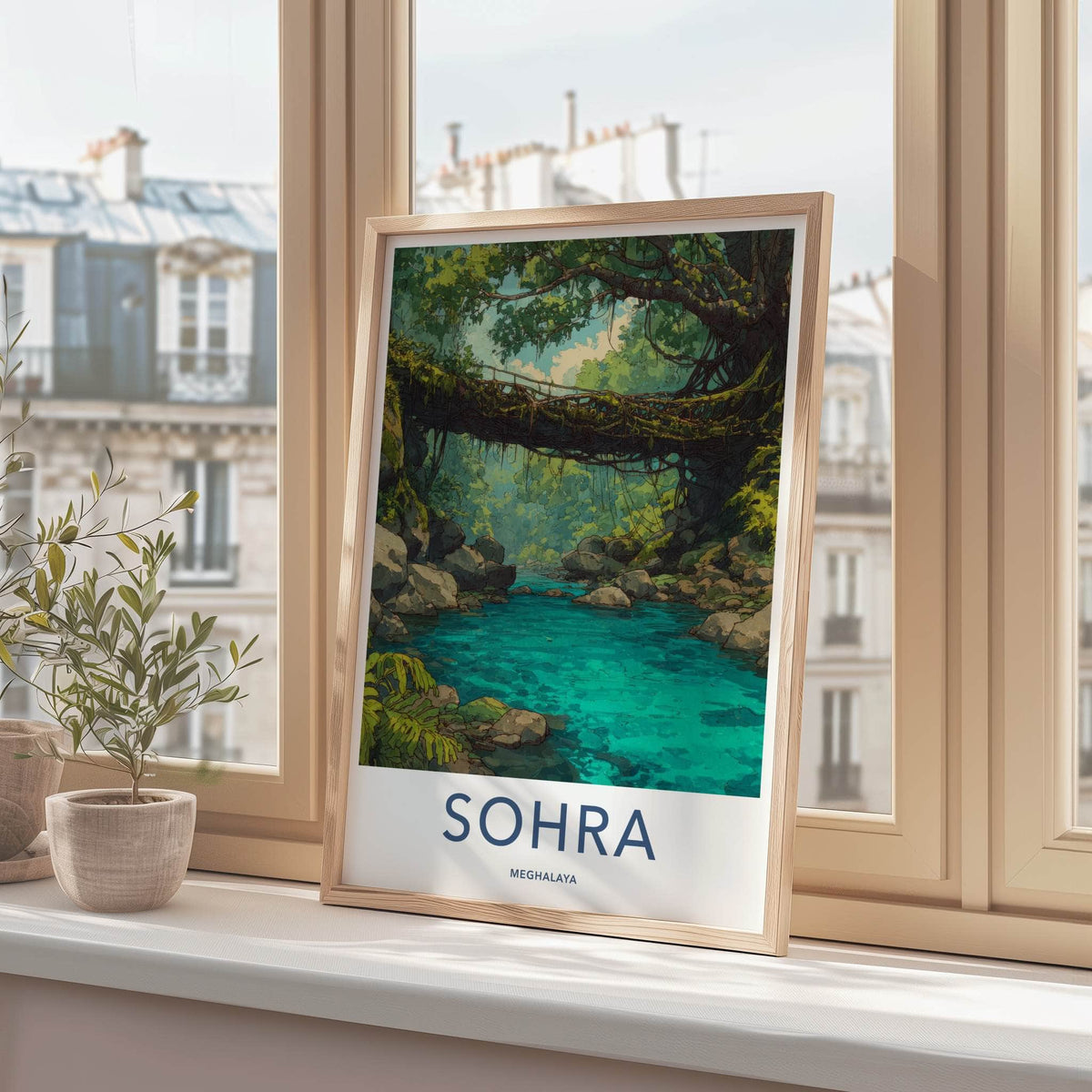 Sohra Poster - India Meghalaya Lush Living Bridge Lounge Decor