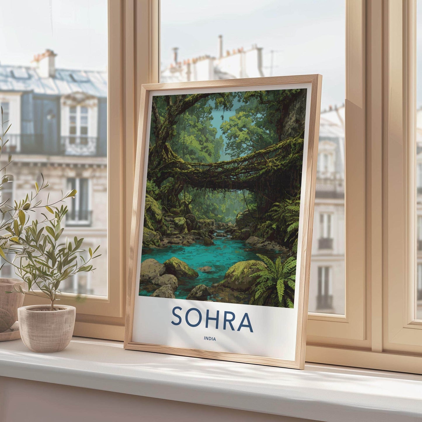 Sohra Poster - India Travel Art - Meghalaya Living Root Bridge Home Decor