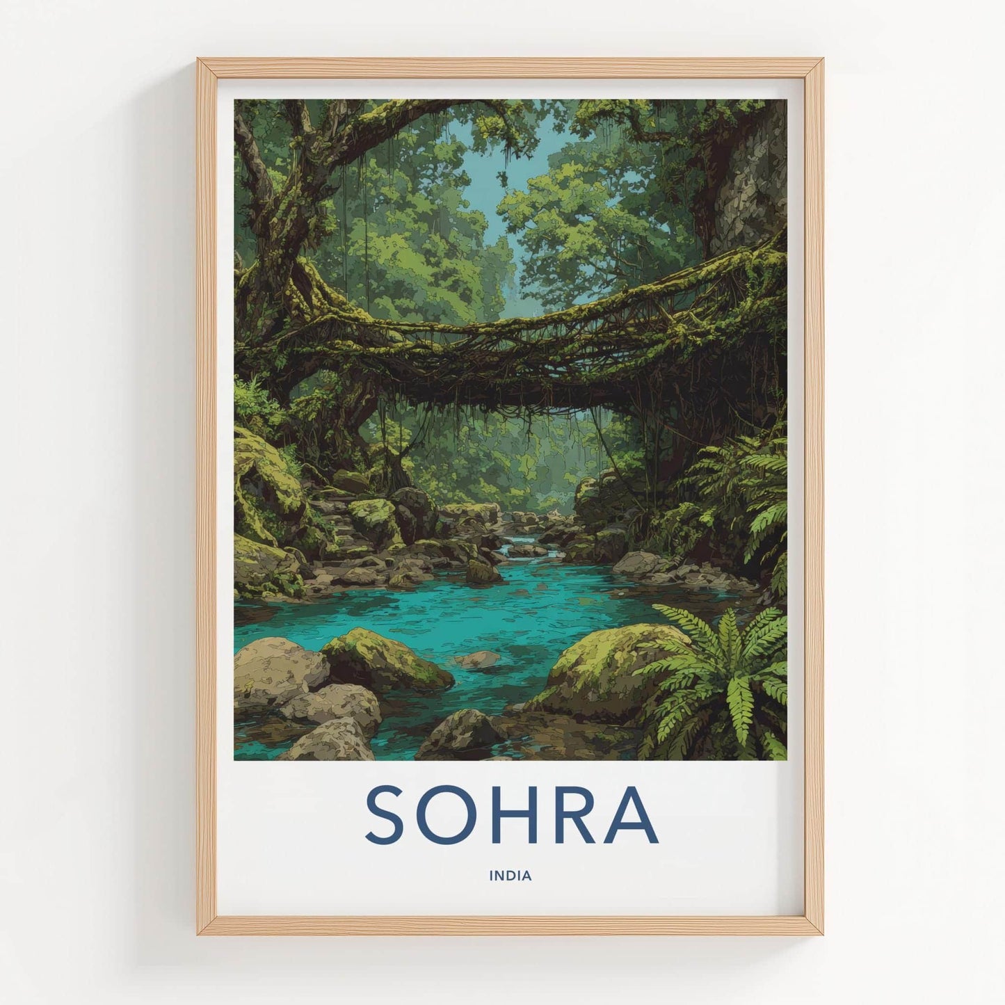 Sohra Poster - India Travel Art - Meghalaya Living Root Bridge Home Decor