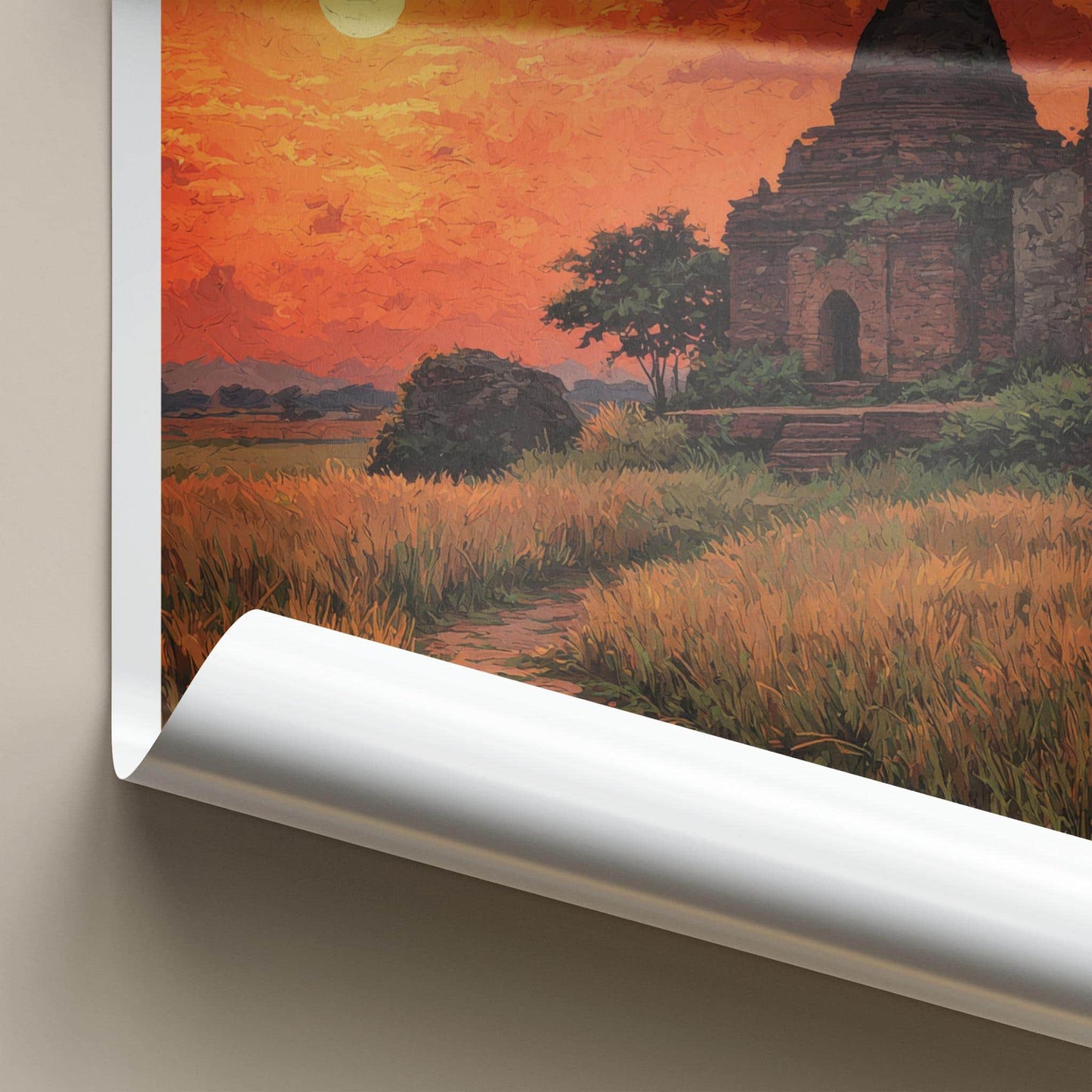 Somapuri Poster - Bangladesh Travel Art - Ancient Temple Sunset Home Decor