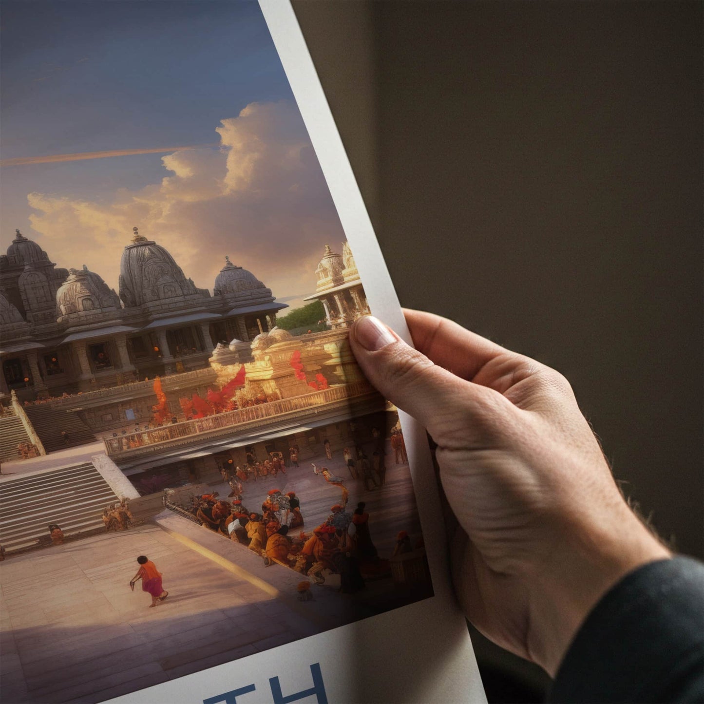 Somnath Poster - India Wall Art - Gujarat Temple Sunset Home Decor