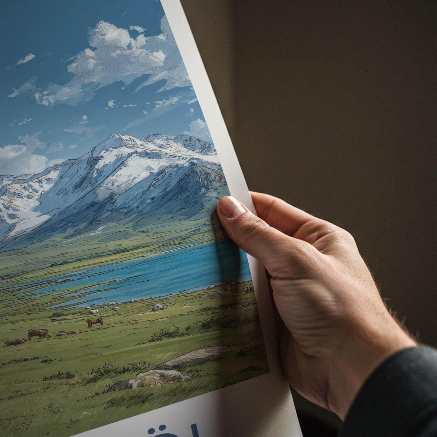 Song-Kol Poster - Kyrgyzstan Travel Art - Alpine Lake Yurt Home Decor