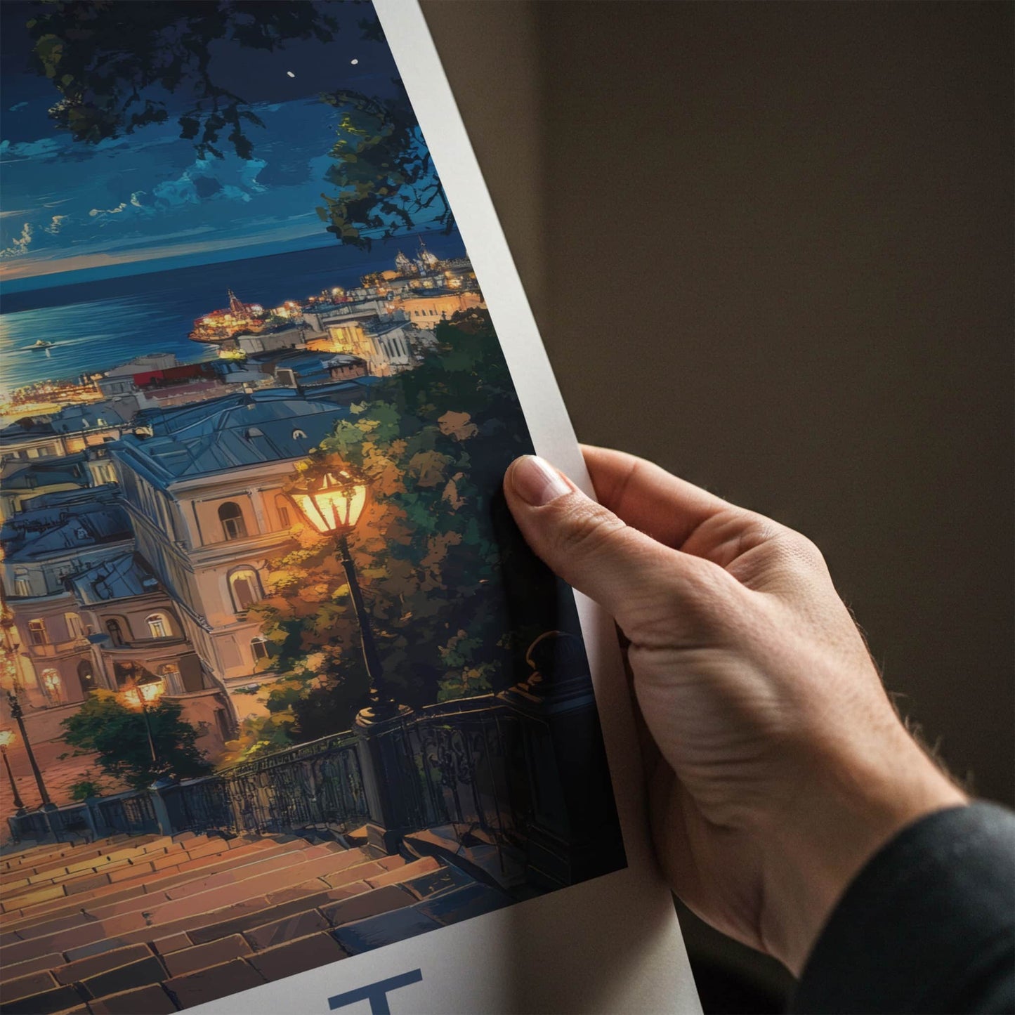 Sopot Poster - Poland Travel Art - Moonlit Seaside City Home Decor