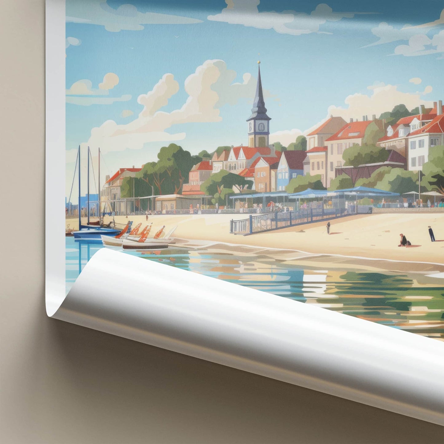 Sopot Poster - Poland Travel Art - Waterfront Town Beach Home Decor