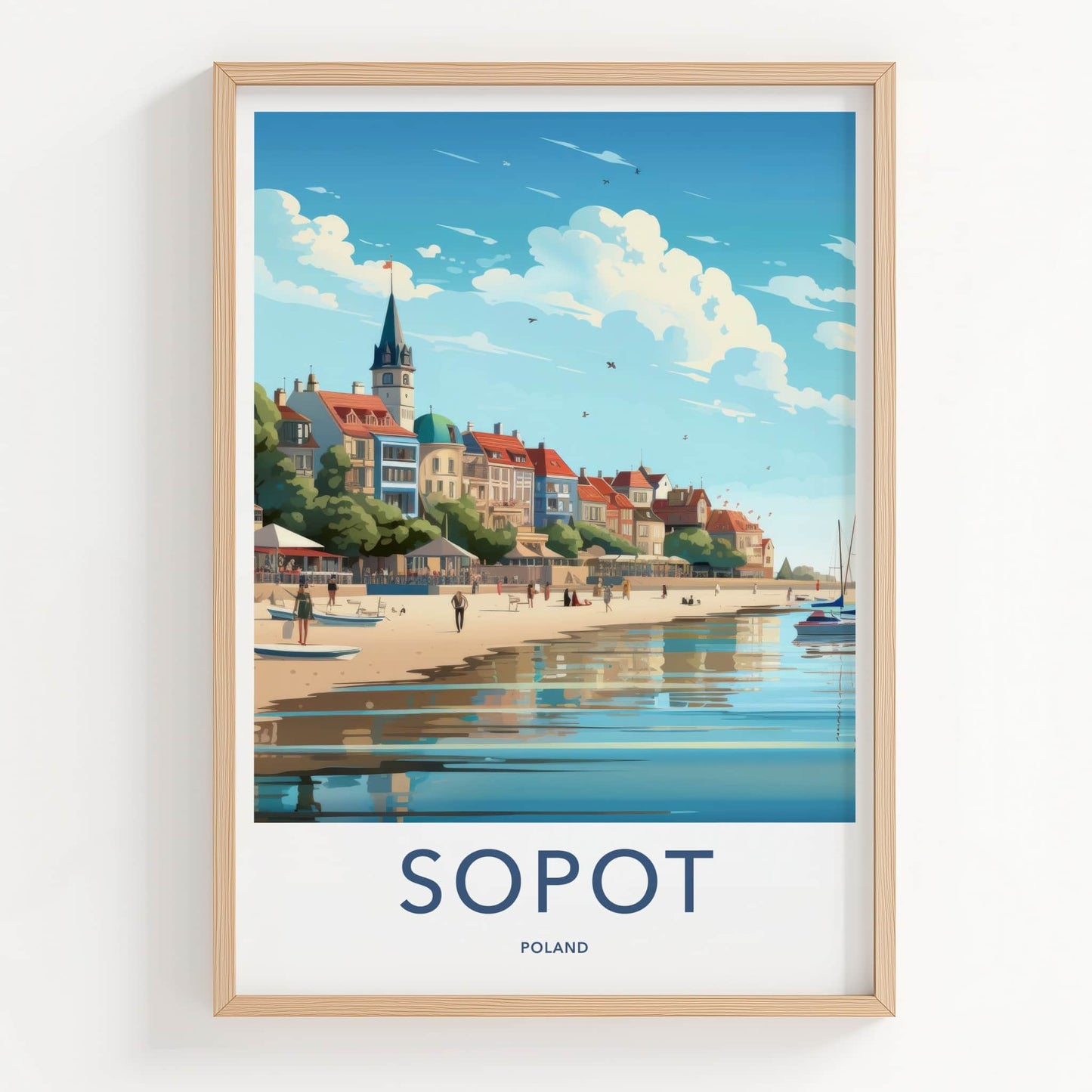 Sopot Poster - Poland Travel Print - Sunny Seaside Architecture Lounge Decor