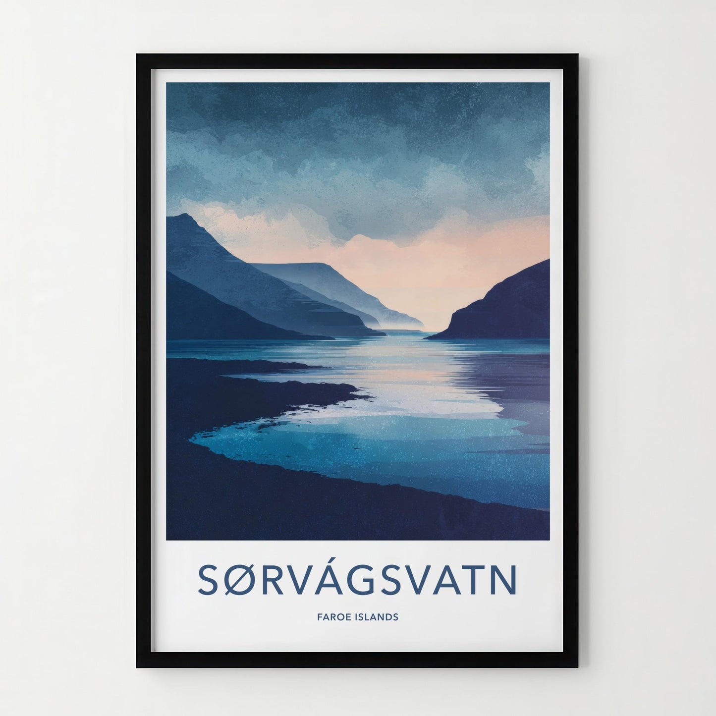 Sorvagsvatn Poster - Faroe Islands Travel Art - Calm Lake Mountain Home Decor