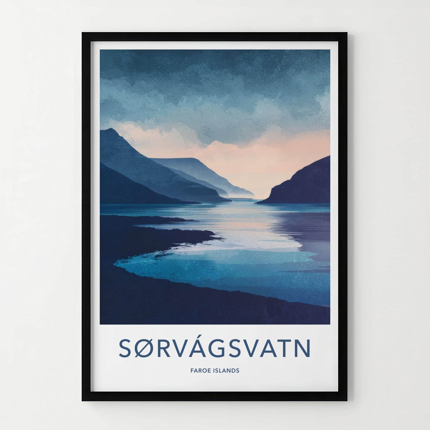 Sorvagsvatn Poster - Faroe Islands Travel Art - Calm Lake Mountain Home Decor