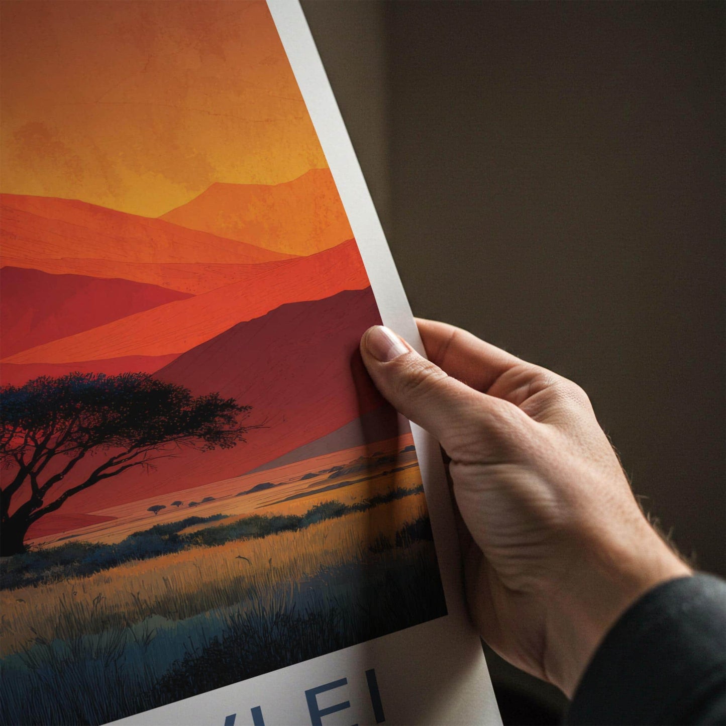 Sossusvlei Poster - Namibia Art Print - Desert Trees Sunset Wall Decor