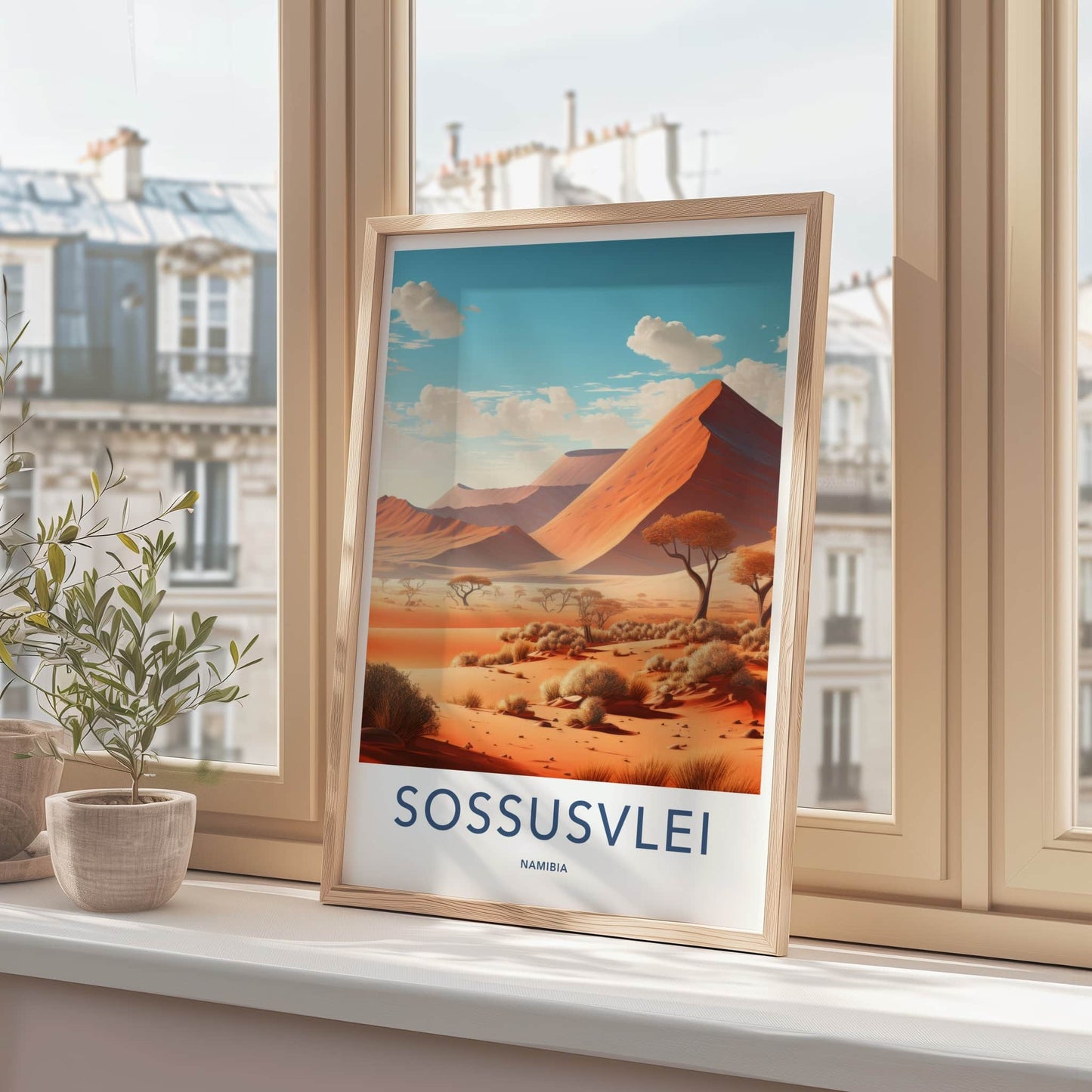Sossusvlei Poster - Namibia Travel Art - Arid Desert Scenery Home Decor