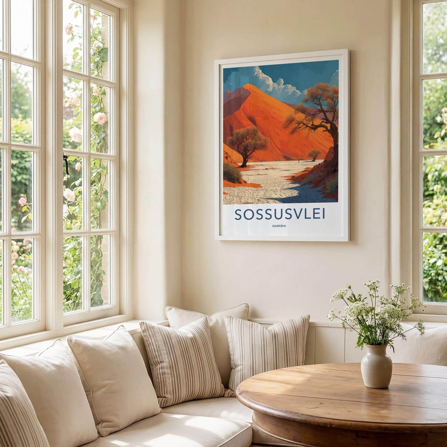Sossusvlei Poster - Namibia Travel Art - Orange Dune Landscape Wall Decor