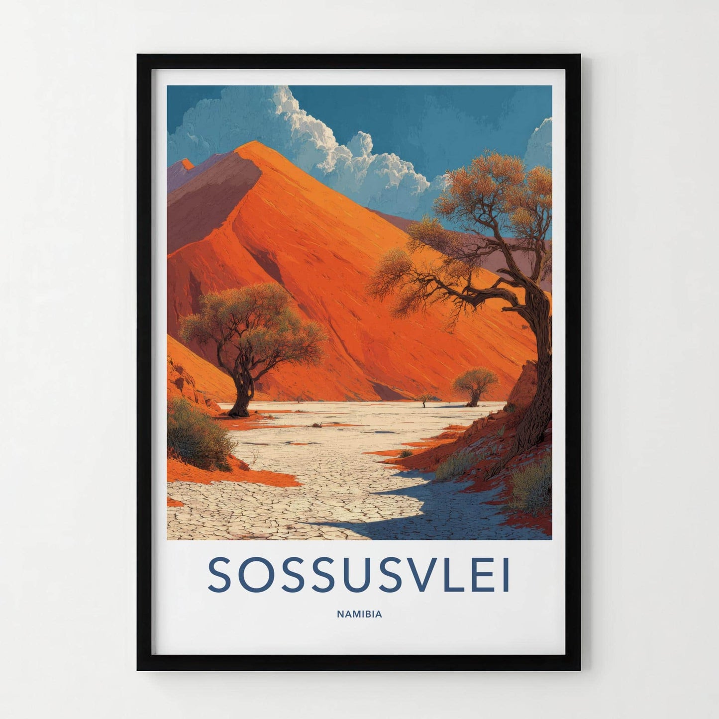 Sossusvlei Poster - Namibia Travel Art - Orange Dune Landscape Wall Decor
