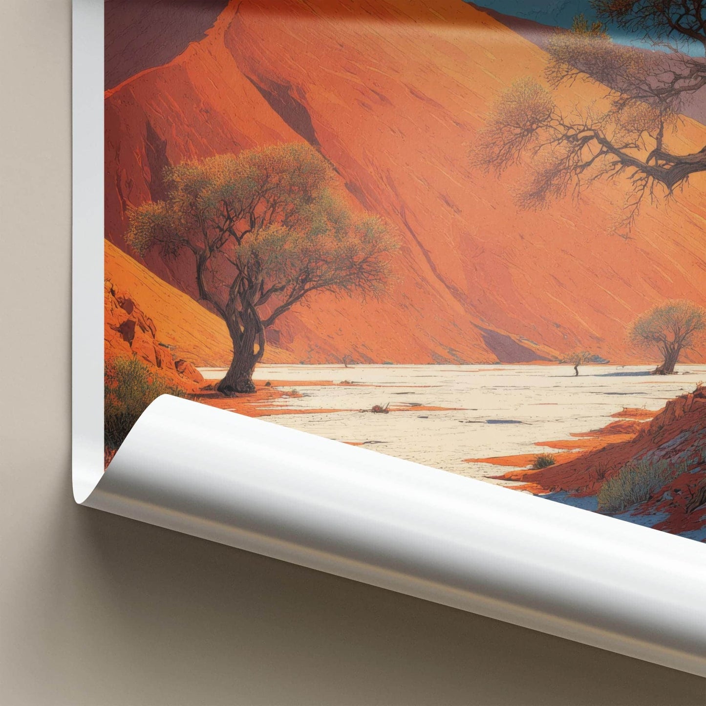 Sossusvlei Poster - Namibia Travel Art - Orange Dune Landscape Wall Decor