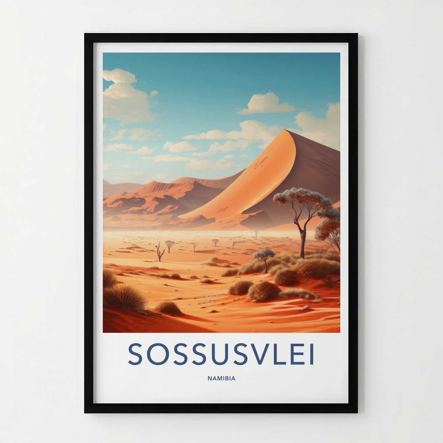 Sossusvlei Poster - Namibia Travel Art - Vast Desert Landscape Home Decor