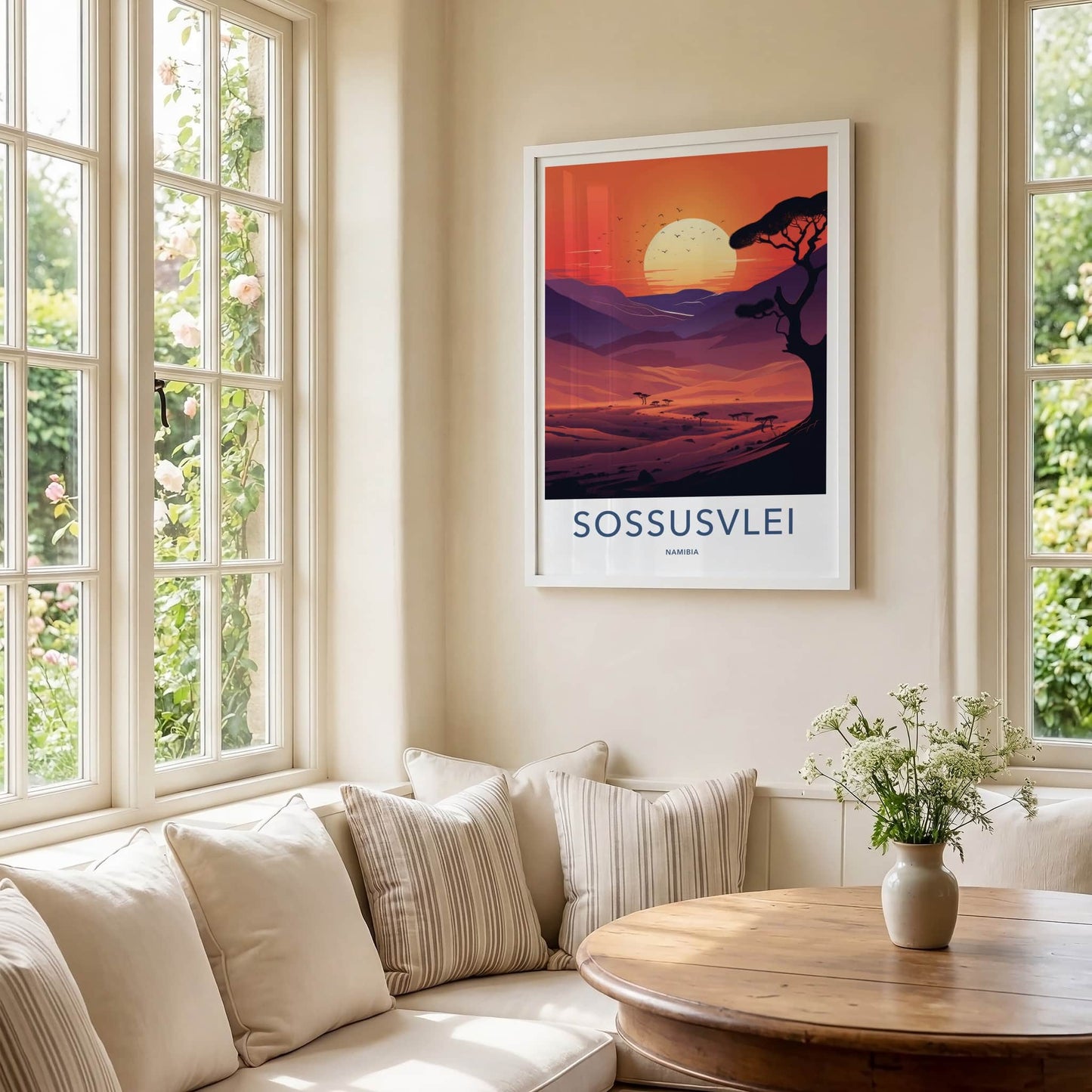 Sossusvlei Poster - Namibia Travel Art - Vibrant Desert Sunset Home Decor