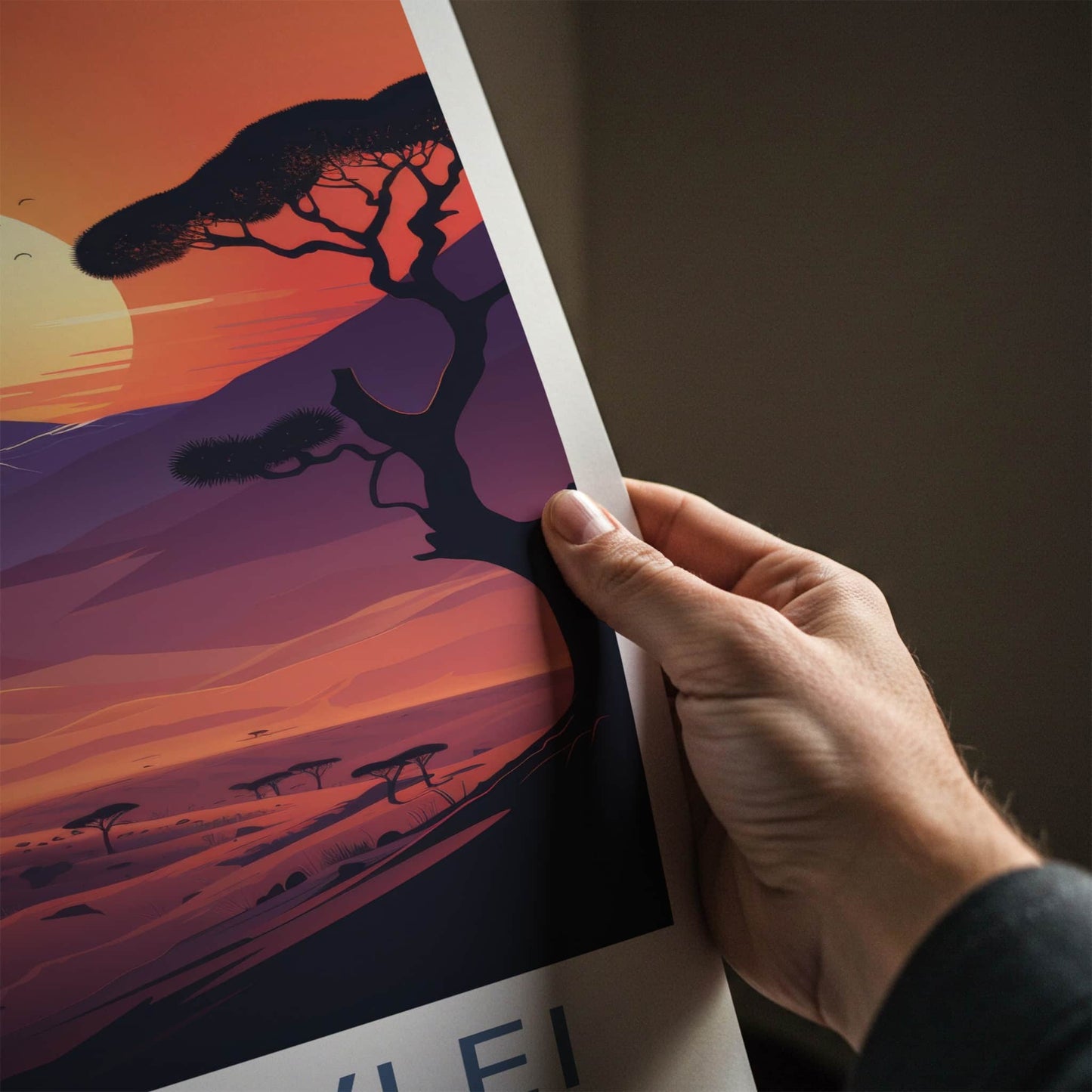 Sossusvlei Poster - Namibia Travel Art - Vibrant Desert Sunset Home Decor