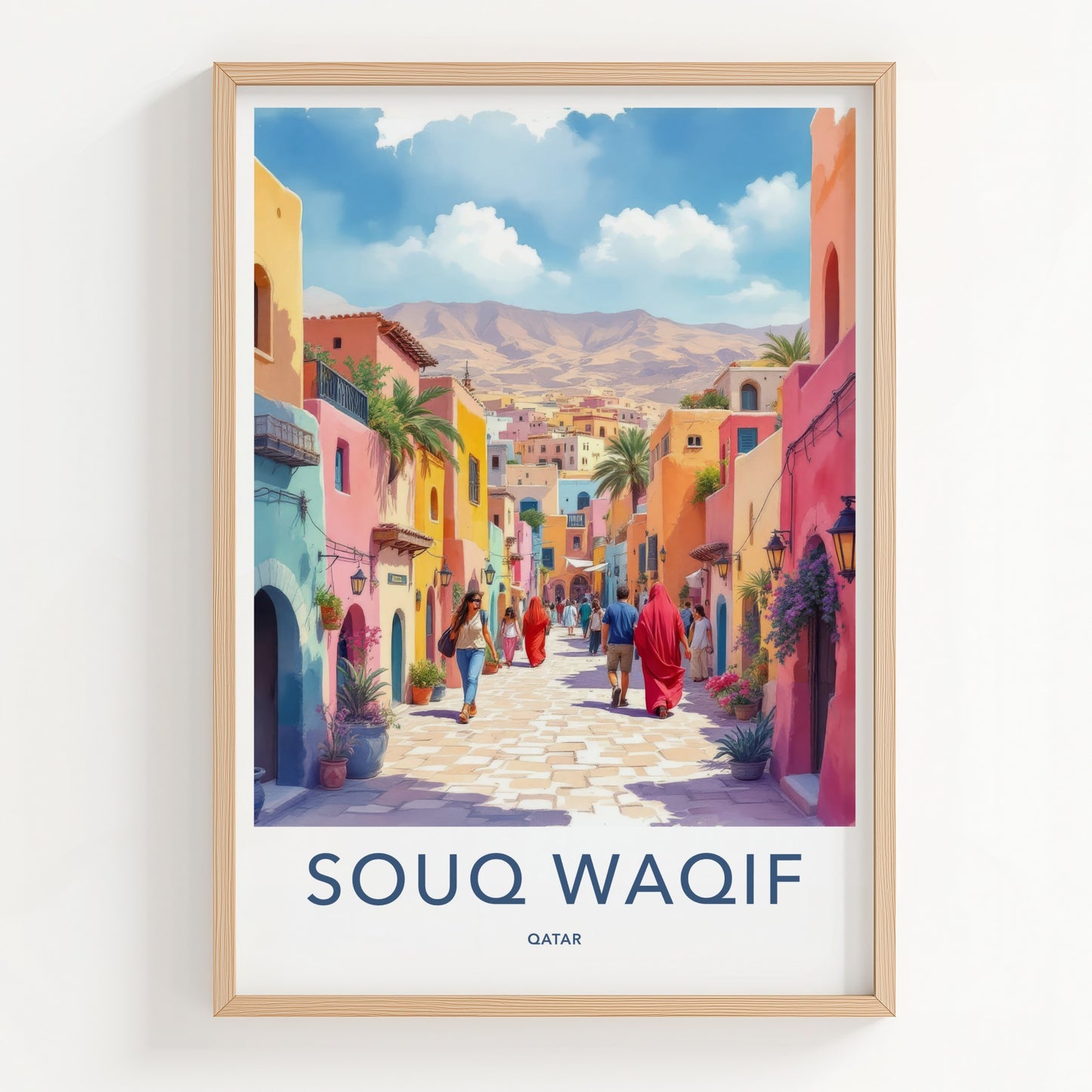 Souq Waqif Poster - Qatar Travel Print - Colorful Alleyway Gallery Art