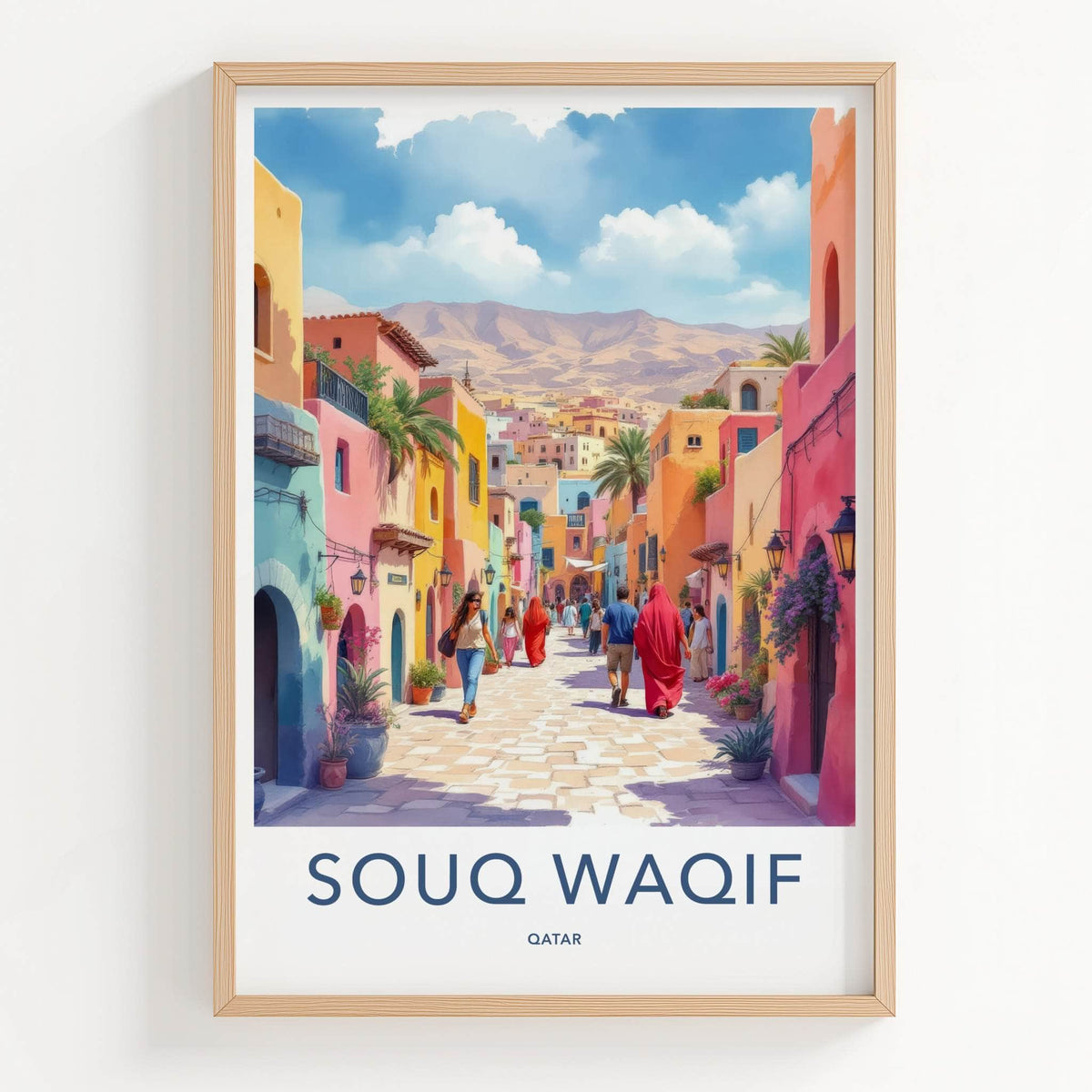 Souq Waqif Poster - Qatar Travel Print - Colorful Alleyway Gallery Art