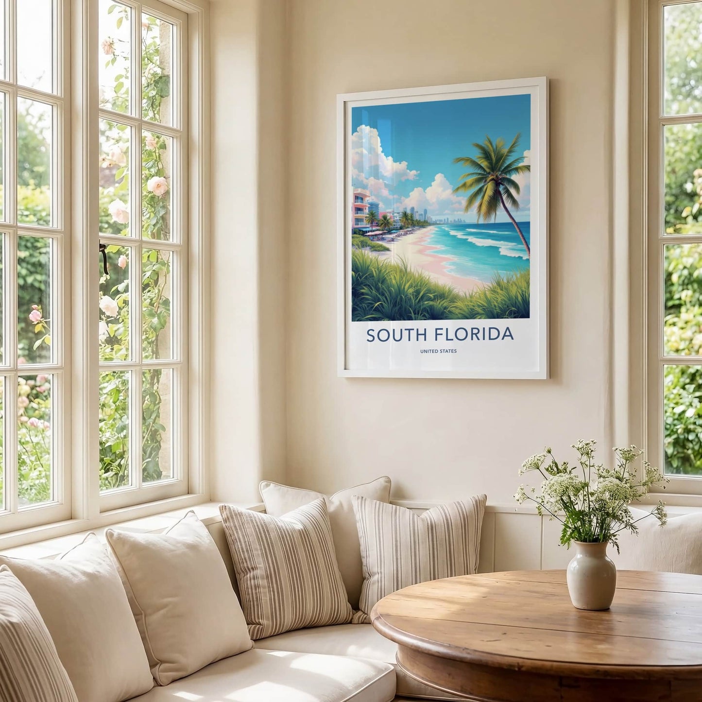 South Florida Poster - Florida Art Print - Vibrant Coastal City Home Decor