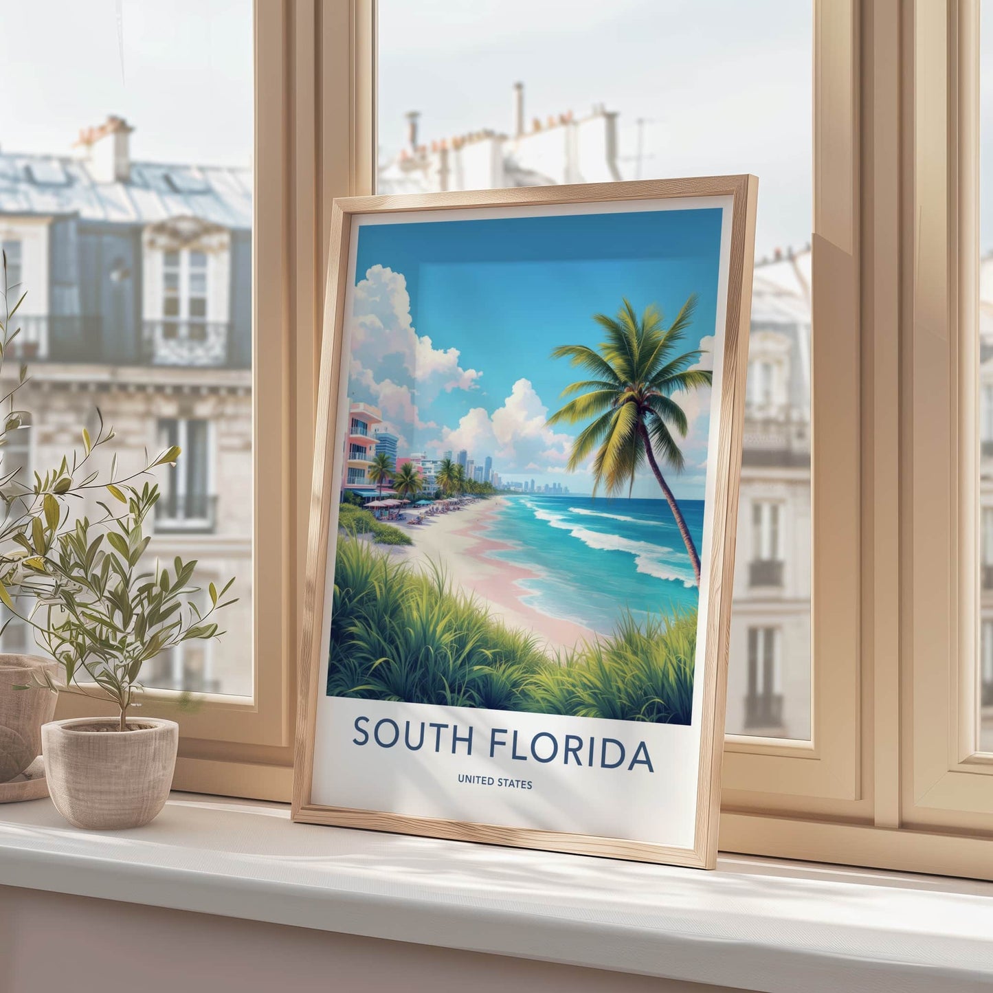 South Florida Poster - Florida Art Print - Vibrant Coastal City Home Decor