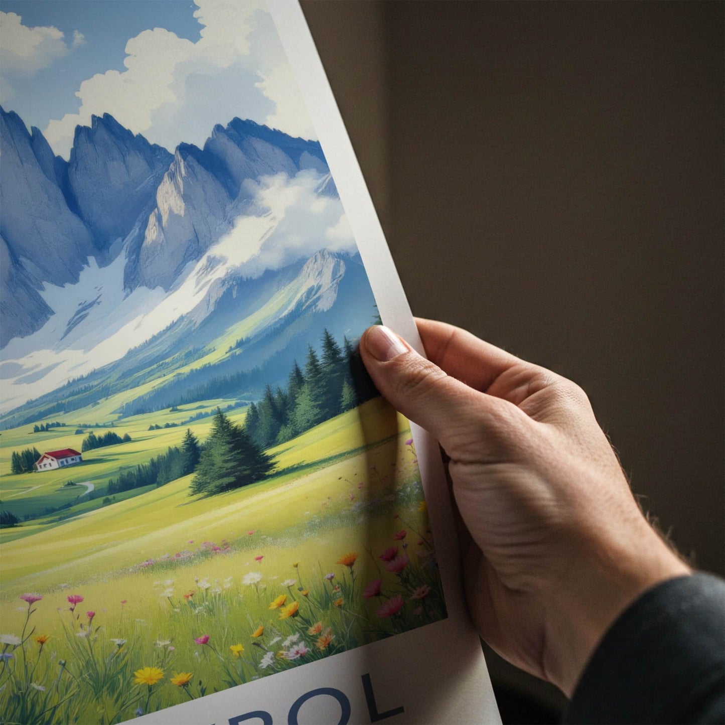South Tyrol Poster - Italy Travel Art - Majestic Mountain Wildflowers Wall Decor
