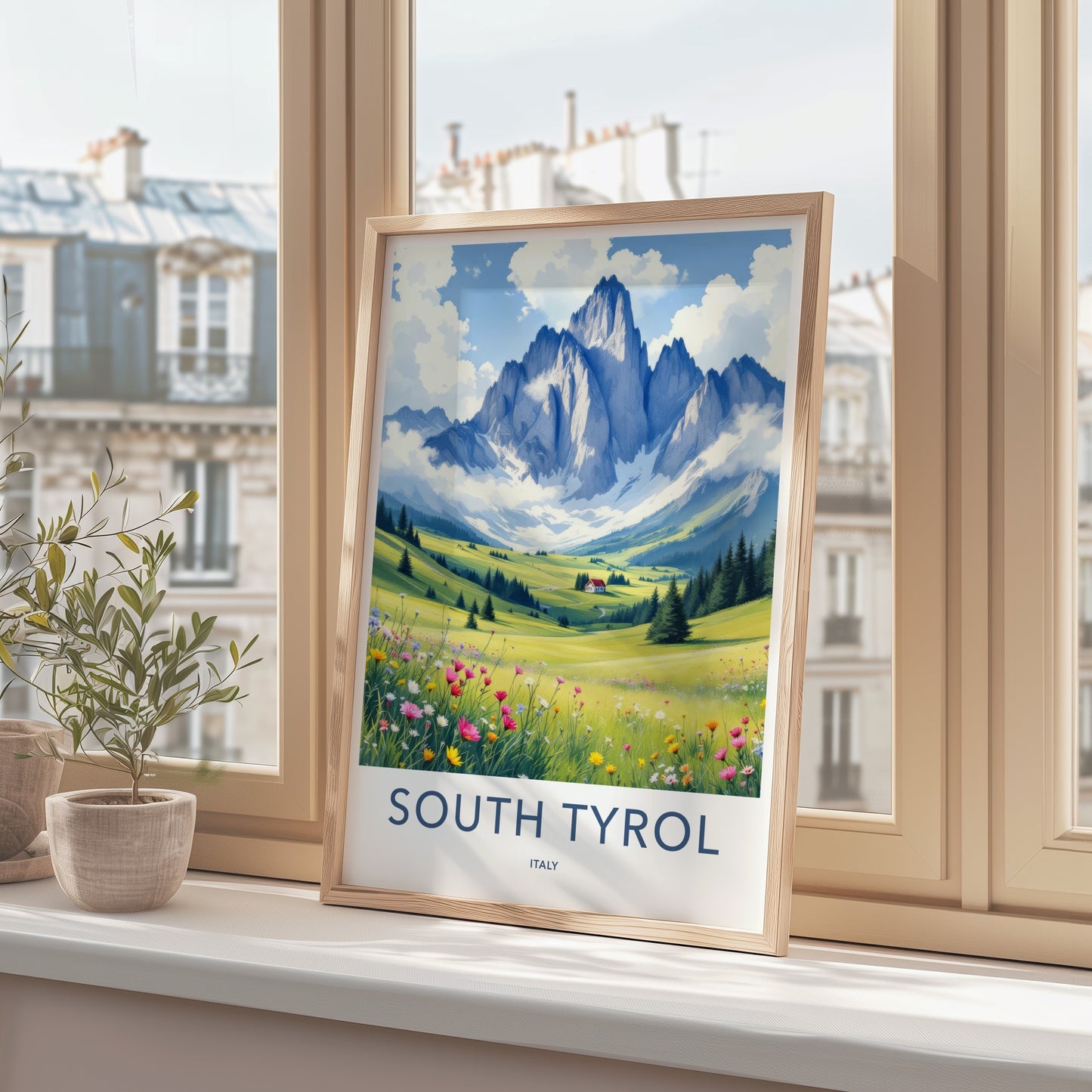 South Tyrol Poster - Italy Travel Art - Majestic Mountain Wildflowers Wall Decor