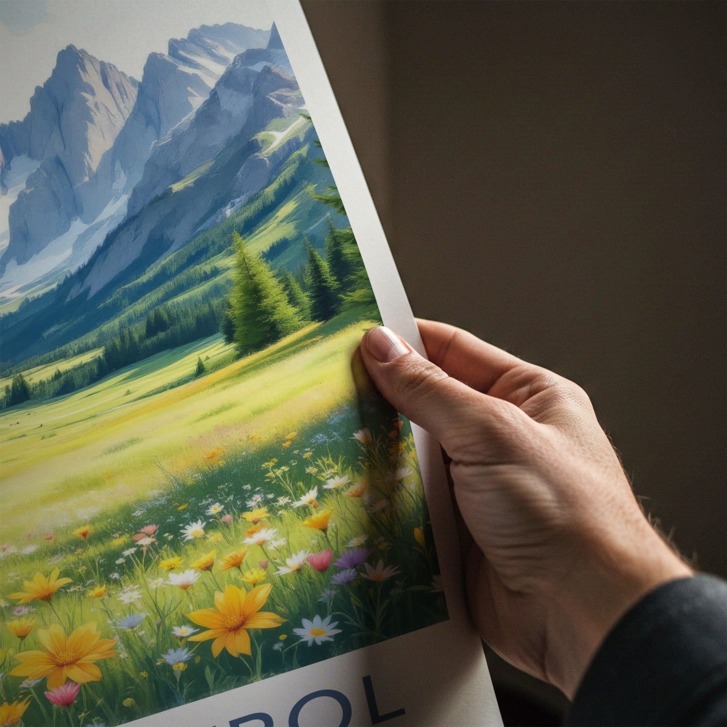 South Tyrol Poster - Italy Travel Art - Mountain Valley Flowers Home Decor