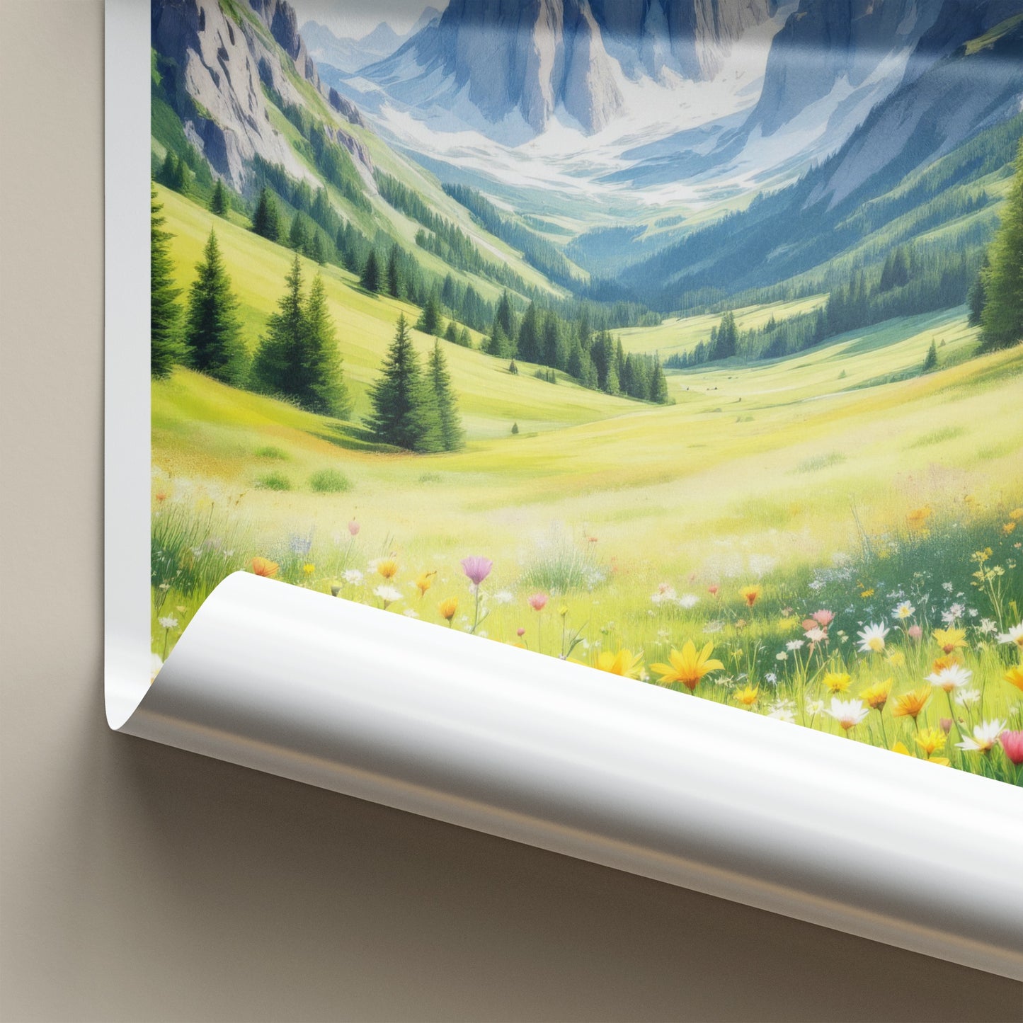 South Tyrol Poster - Italy Travel Art - Mountain Valley Flowers Home Decor