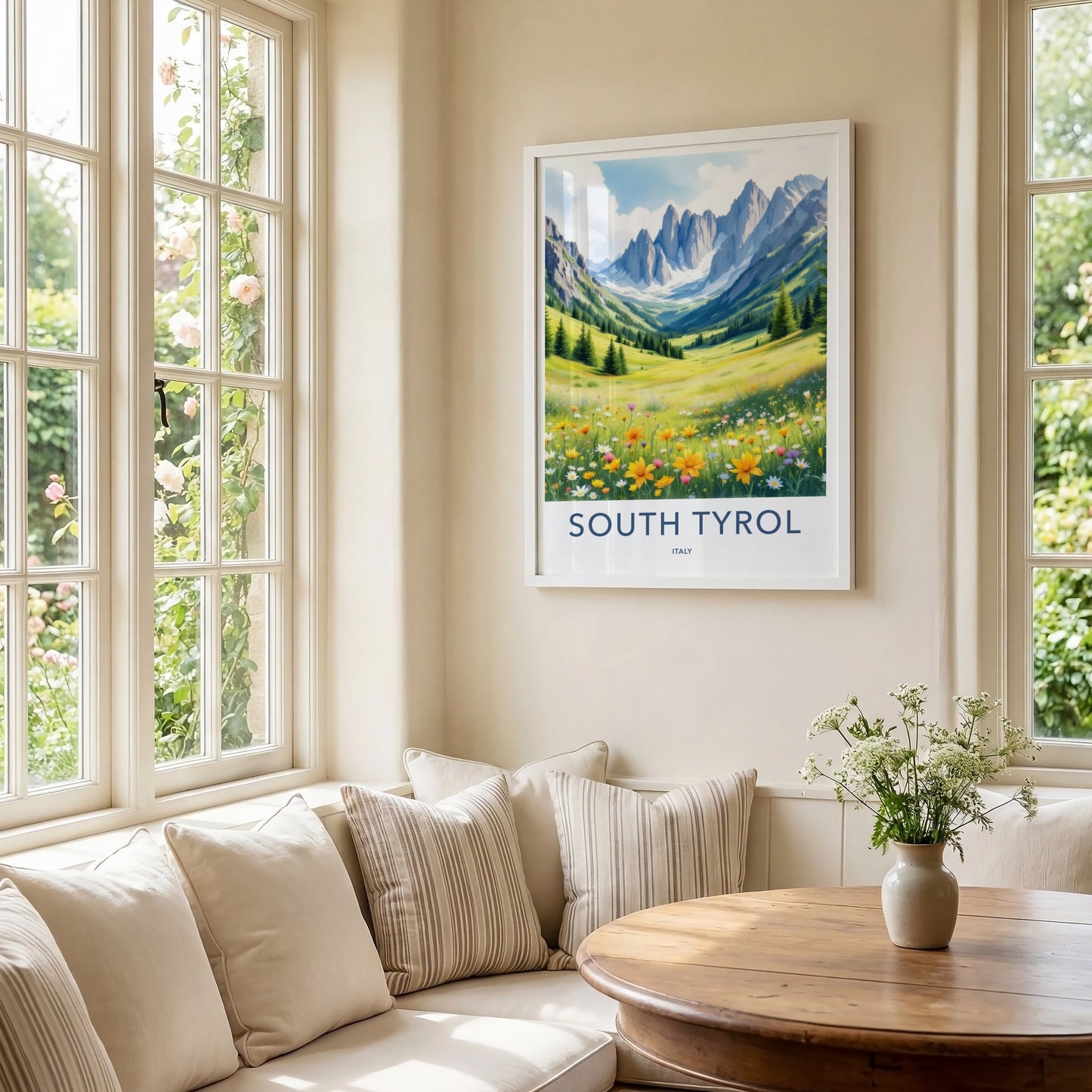 South Tyrol Poster - Italy Travel Art - Mountain Valley Flowers Home Decor