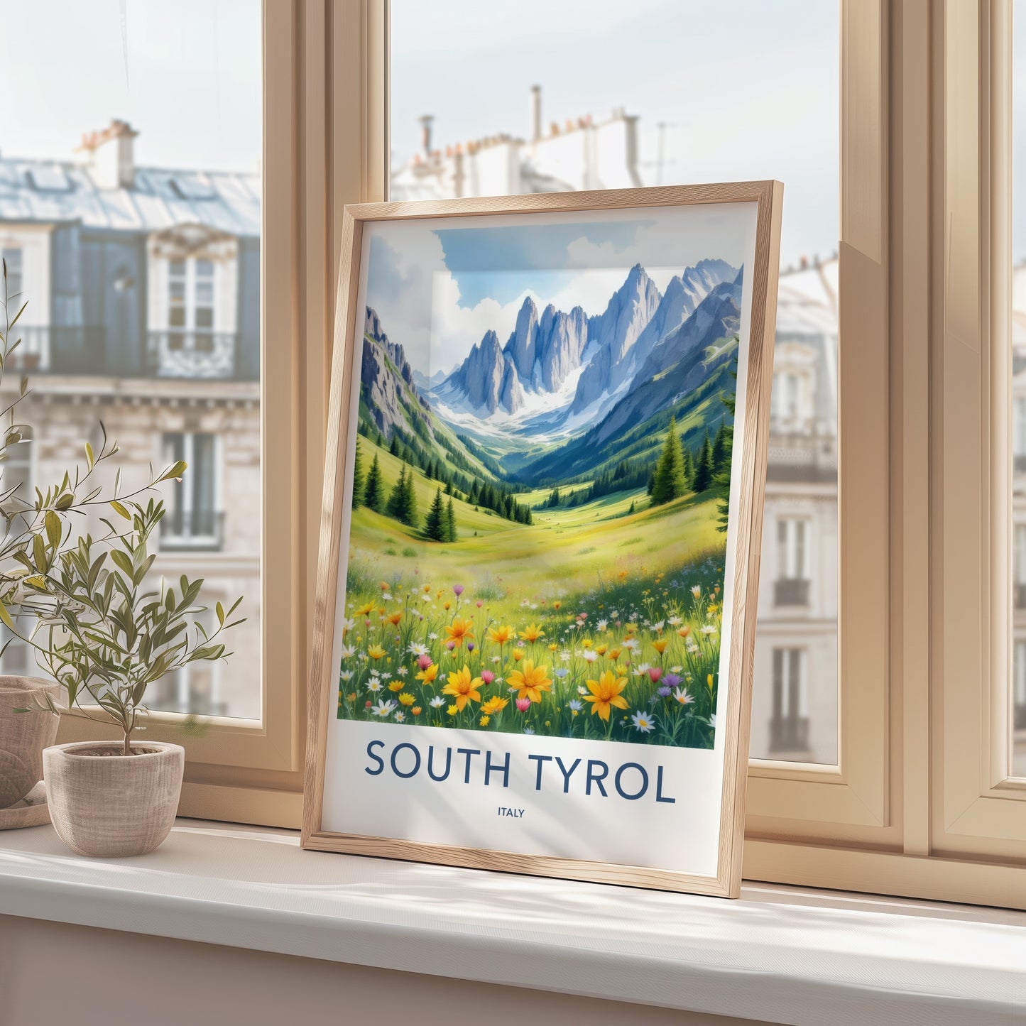 South Tyrol Poster - Italy Travel Art - Mountain Valley Flowers Home Decor